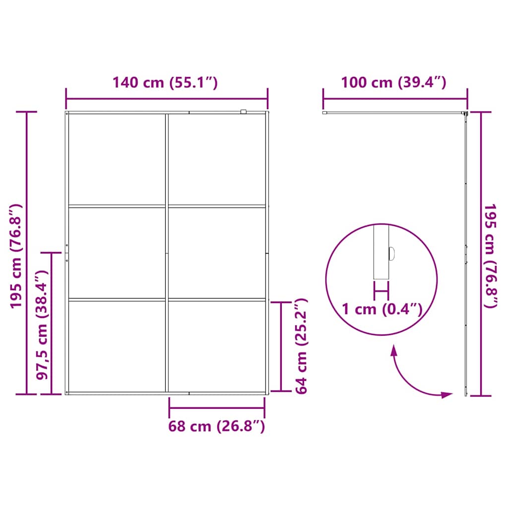 Zid za walk-in tuš Zlatno 140 x 195 cm Staklo otporno na udarce
