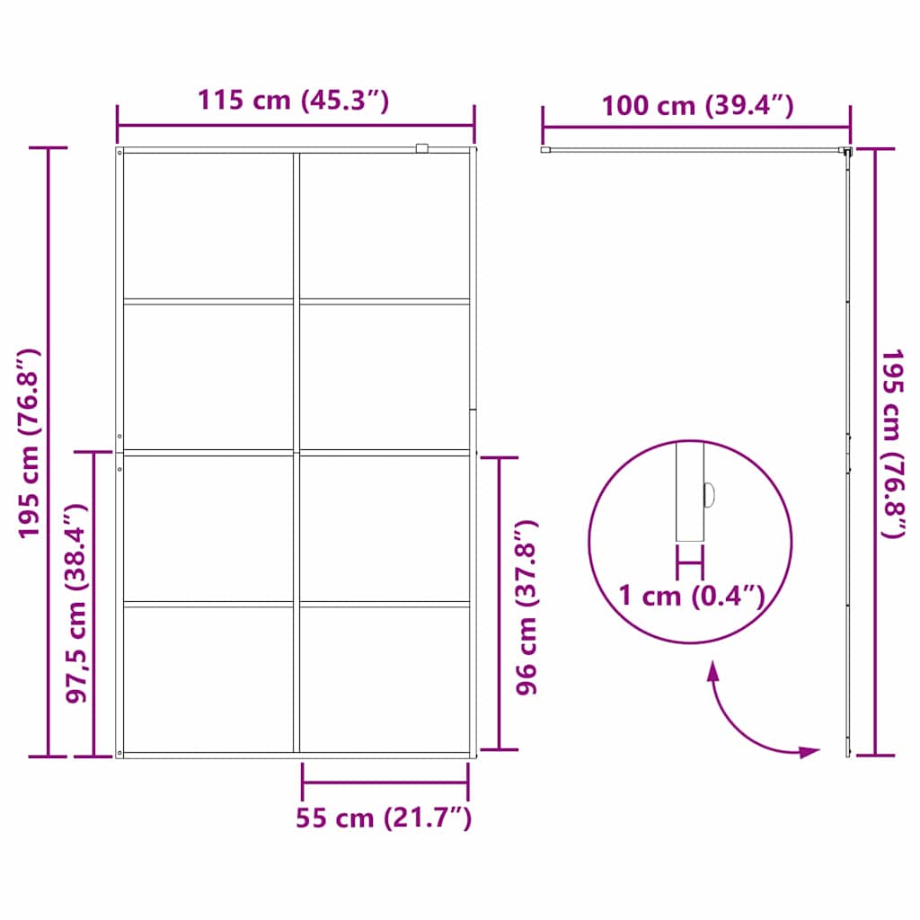Zid za walk-in tuš Zlatno 115 x 195 cm Staklo otporno na udarce