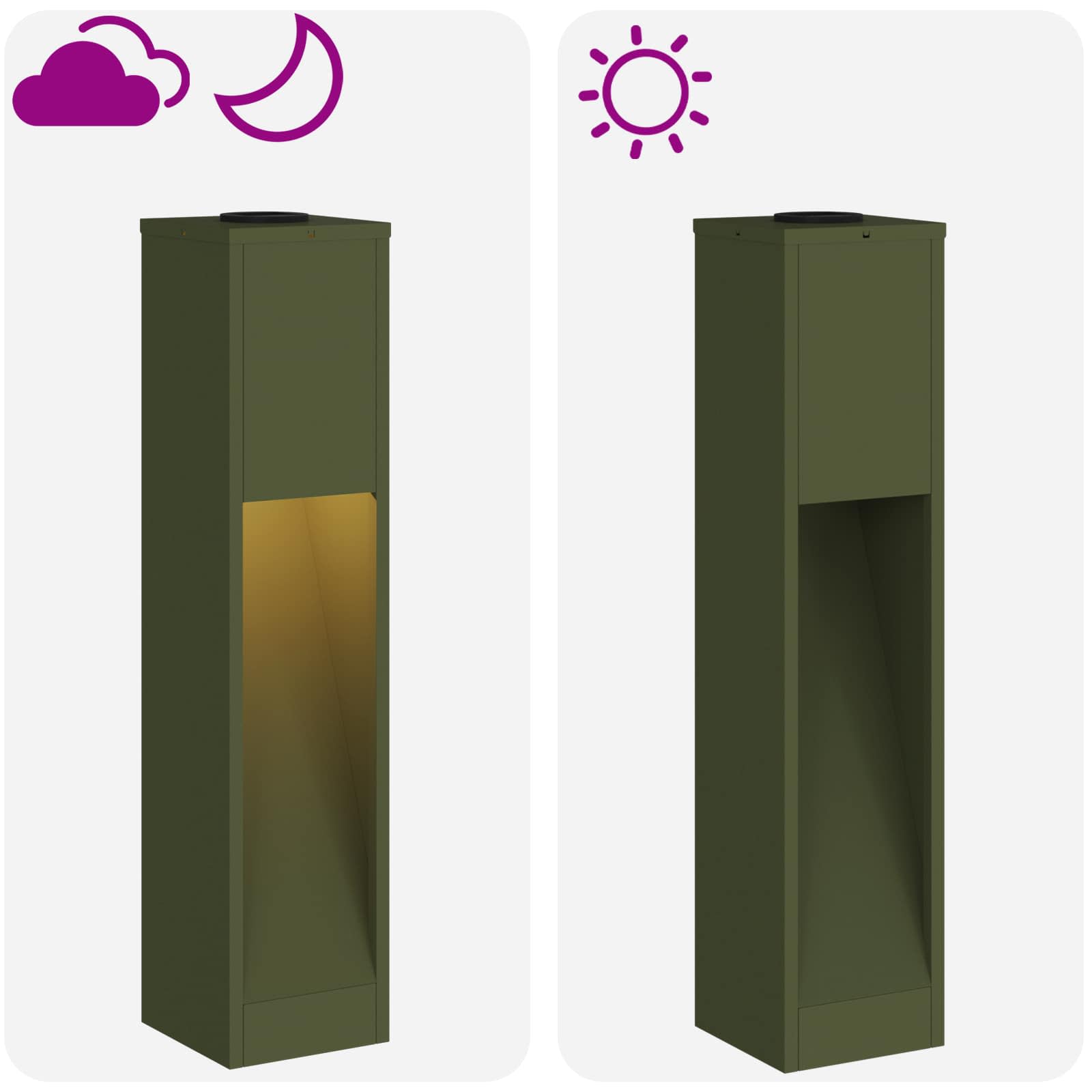 Solarna LED svjetiljka za stazu 2 pcs Maslinasto zelena