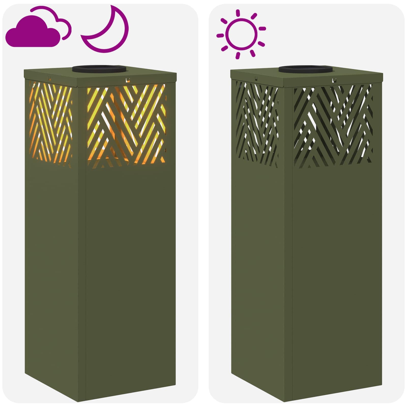 Solarna LED svjetlost za stazu 2 pcs Maslinasto zelena