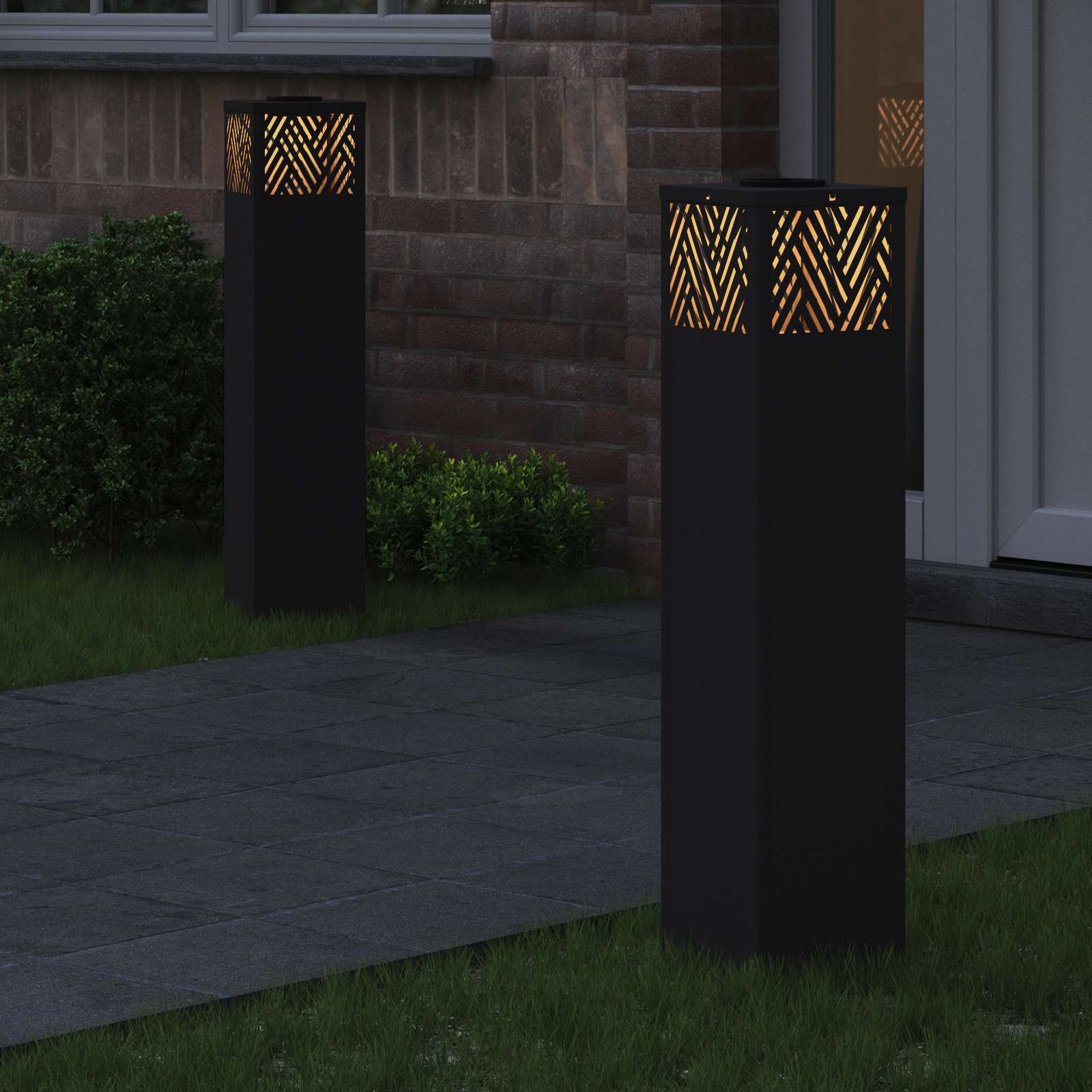 Solarna LED svjetlost za stazu 2 pcs Crna Hladno valjana čelika