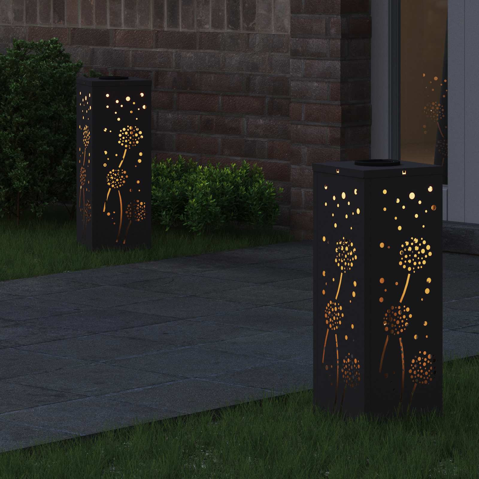 Solarna LED svjetlost za stazu 2 pcs Crna Hladno valjana čelika