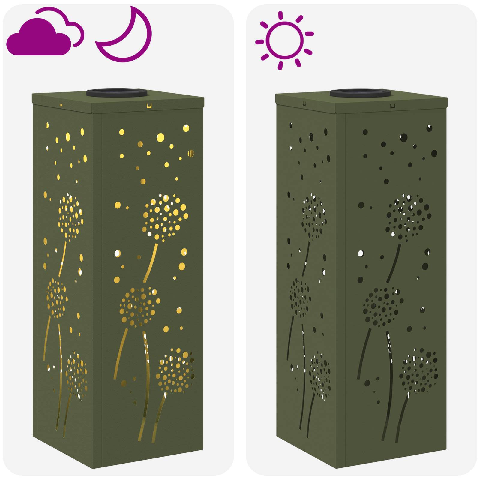 Solarna LED svjetlost za stazu 2 pcs Maslinasto zelena
