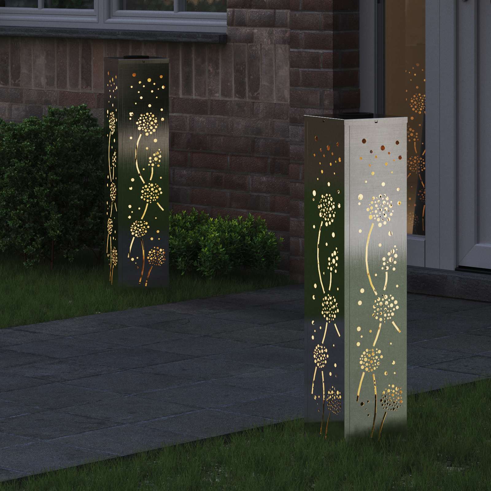 Solarna LED svjetlost za stazu 2 pcs Srebrno Nehrđajući čelik