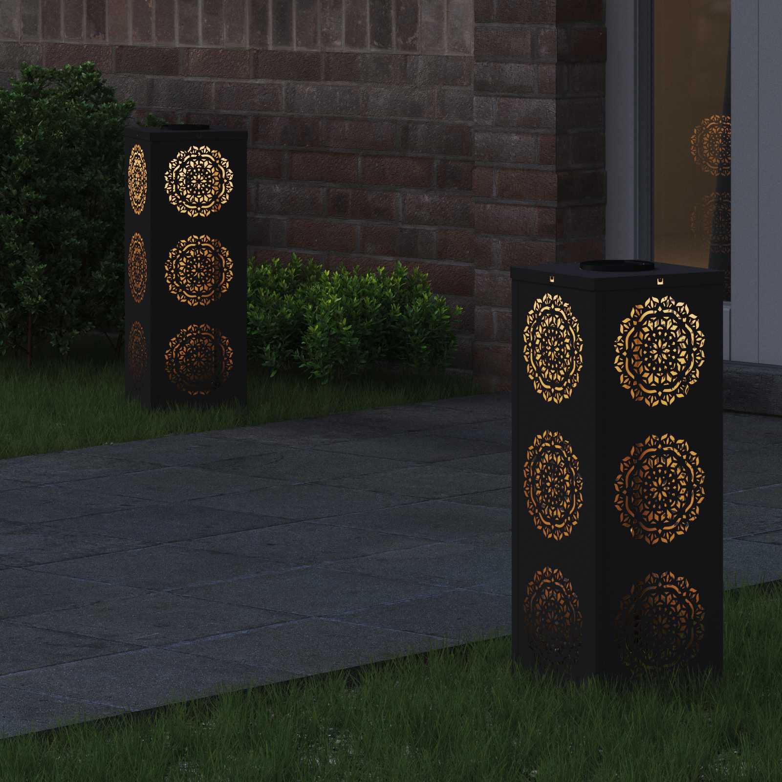 Solarna LED svjetlost za stazu 2 pcs Crna Hladno valjana čelika