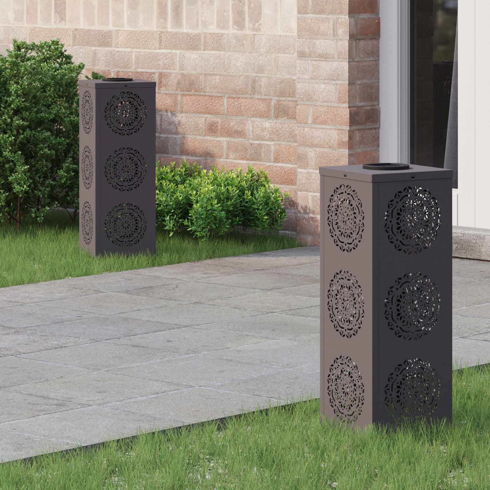 Solarna LED svjetlost za stazu 2 pcs Crna Hladno valjana čelika