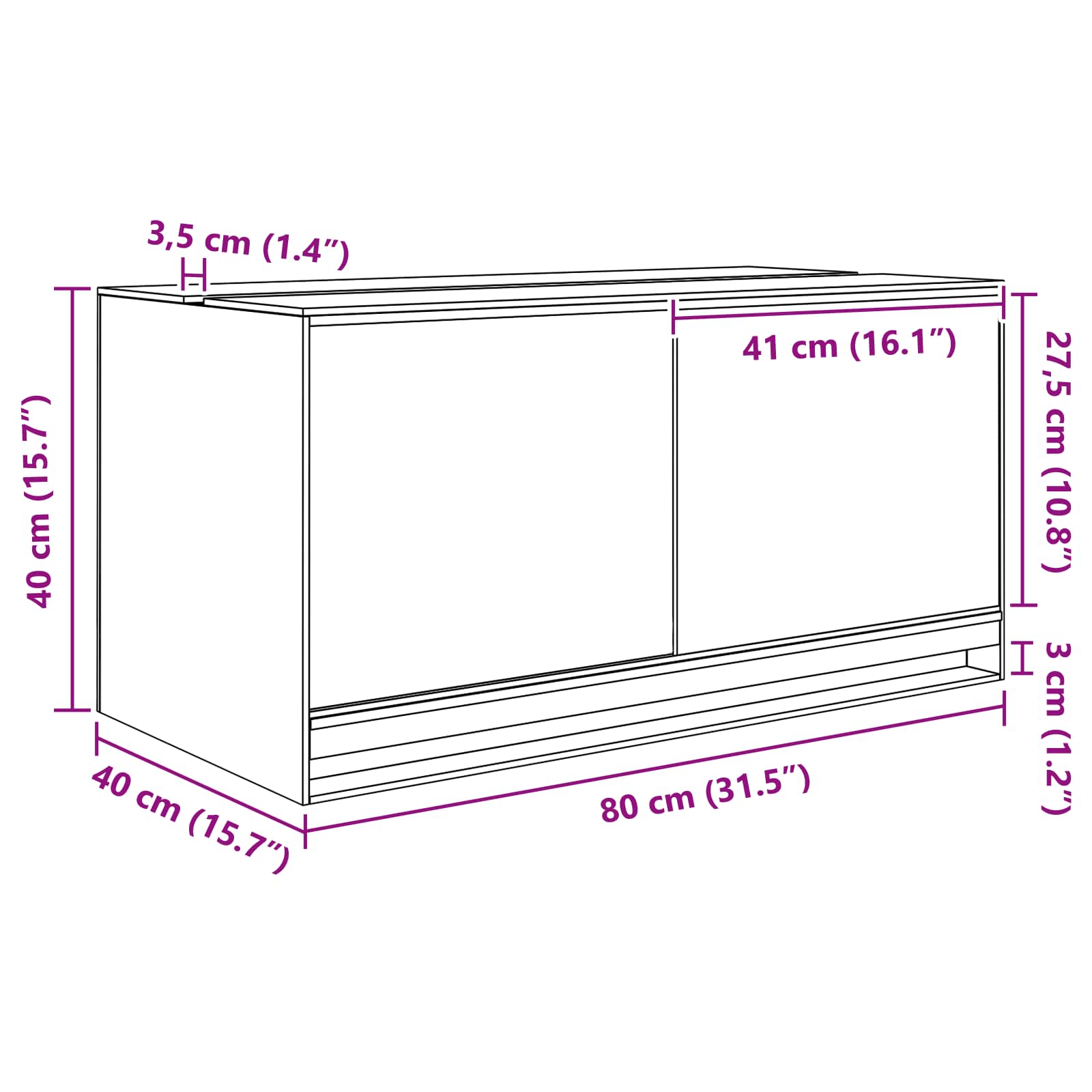 Terarij s pohranom *Transparent*an 80 x 40 x 40 cm Stakl