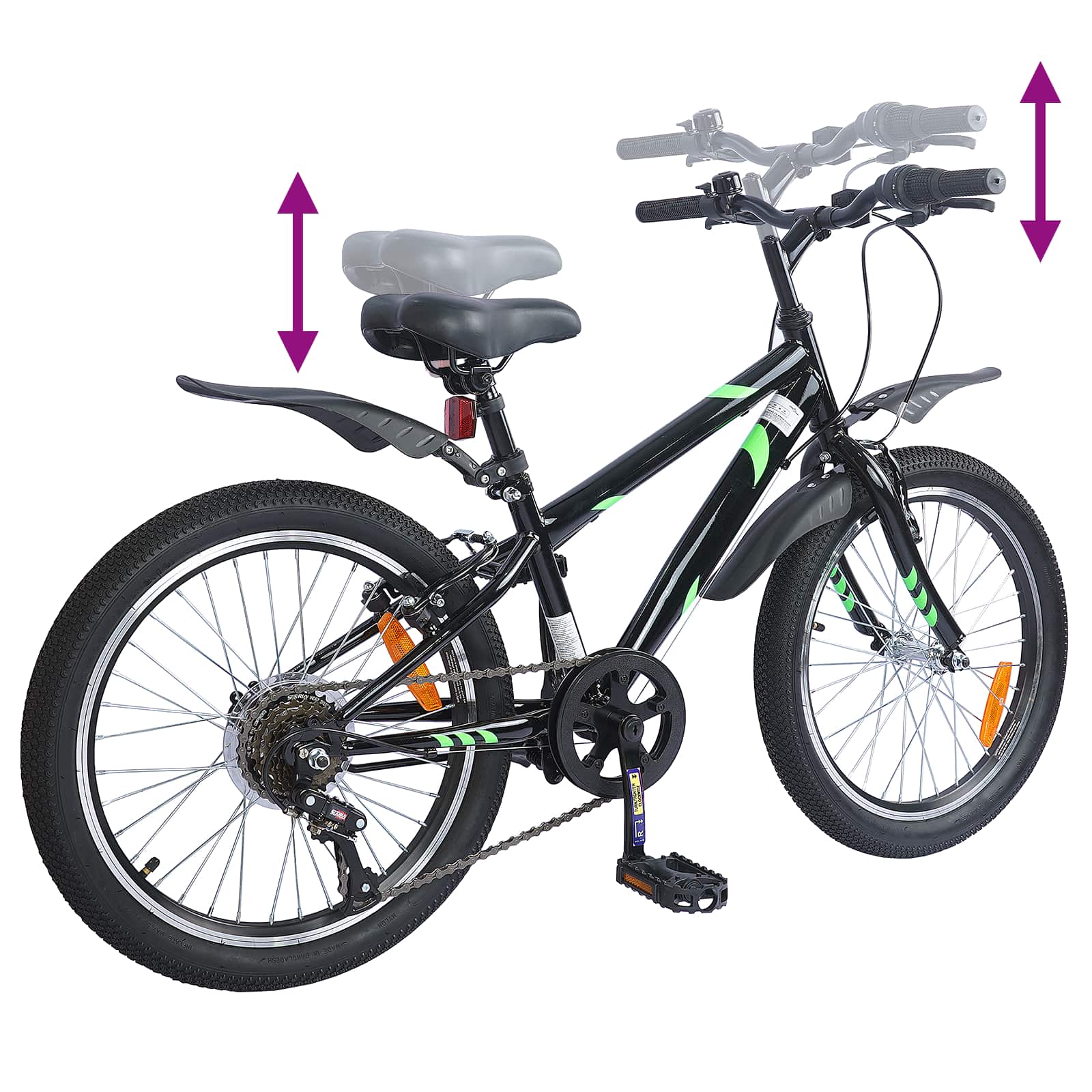 Dječji Bicikl 20 Inča 6-Speed za djecu od 6 do 11 godina Crna