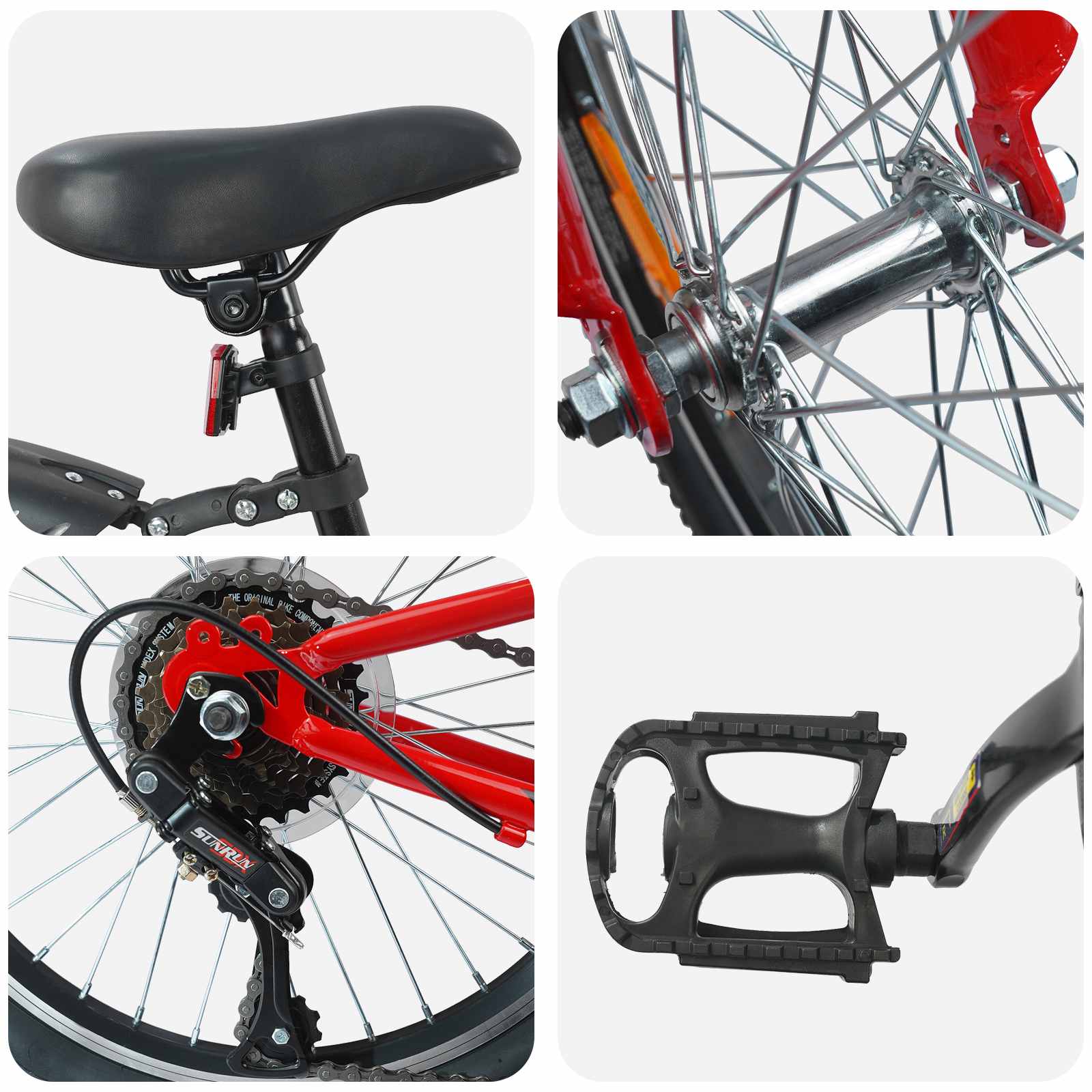 Dječji Bicikl 20 Inča 6-Speed za djecu od 6 do 11 godina Crvena