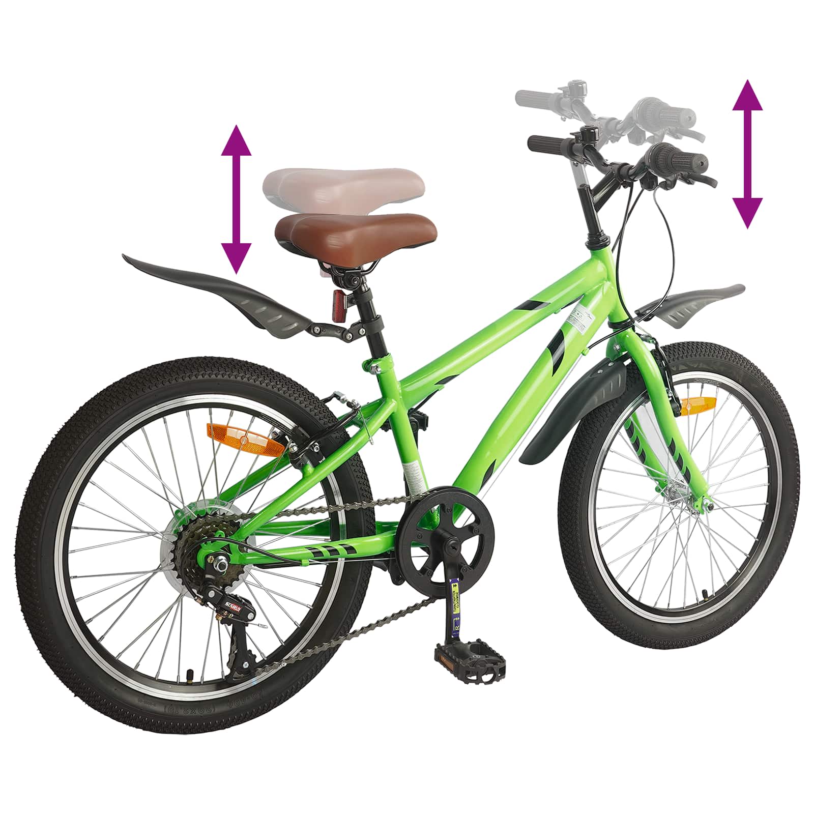 Dječji Bicikl 24 Inča 6-Speed za djecu od 8 do 12 godina Zelena
