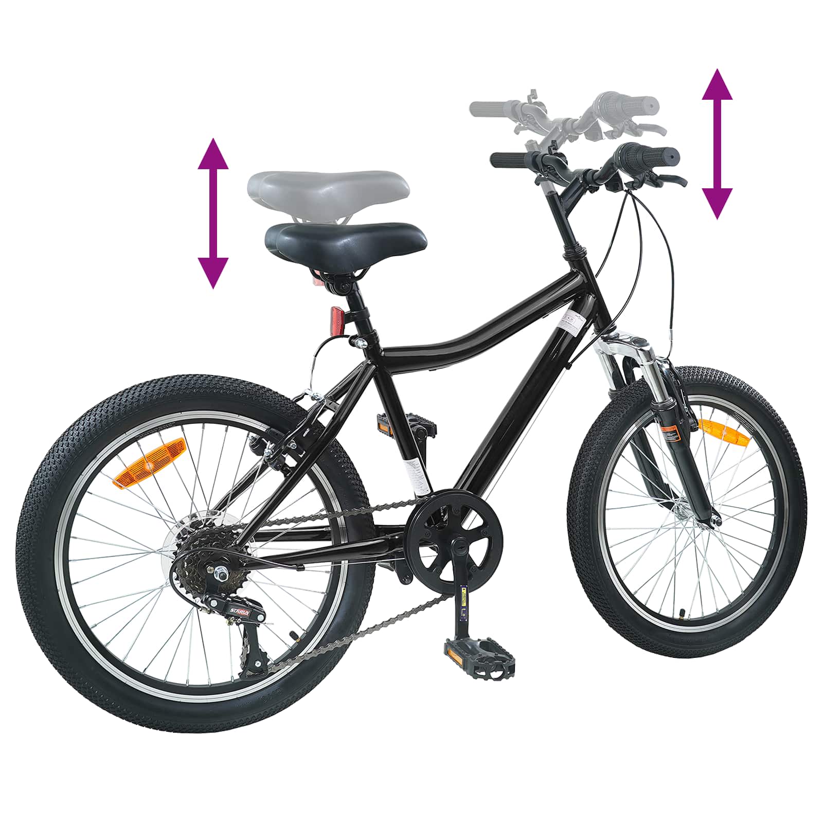Dječji Bicikl 20 Inča 6-Speed za djecu od 6 do 11 godina Crna