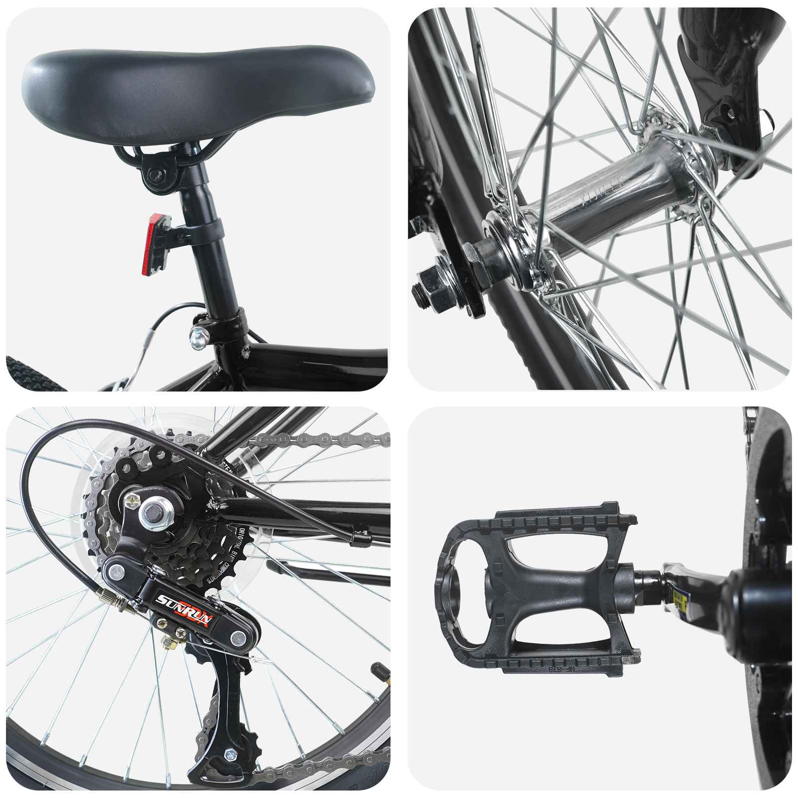 Dječji Bicikl 24 Inča 6-Speed za djecu od 8 do 12 godina Crna