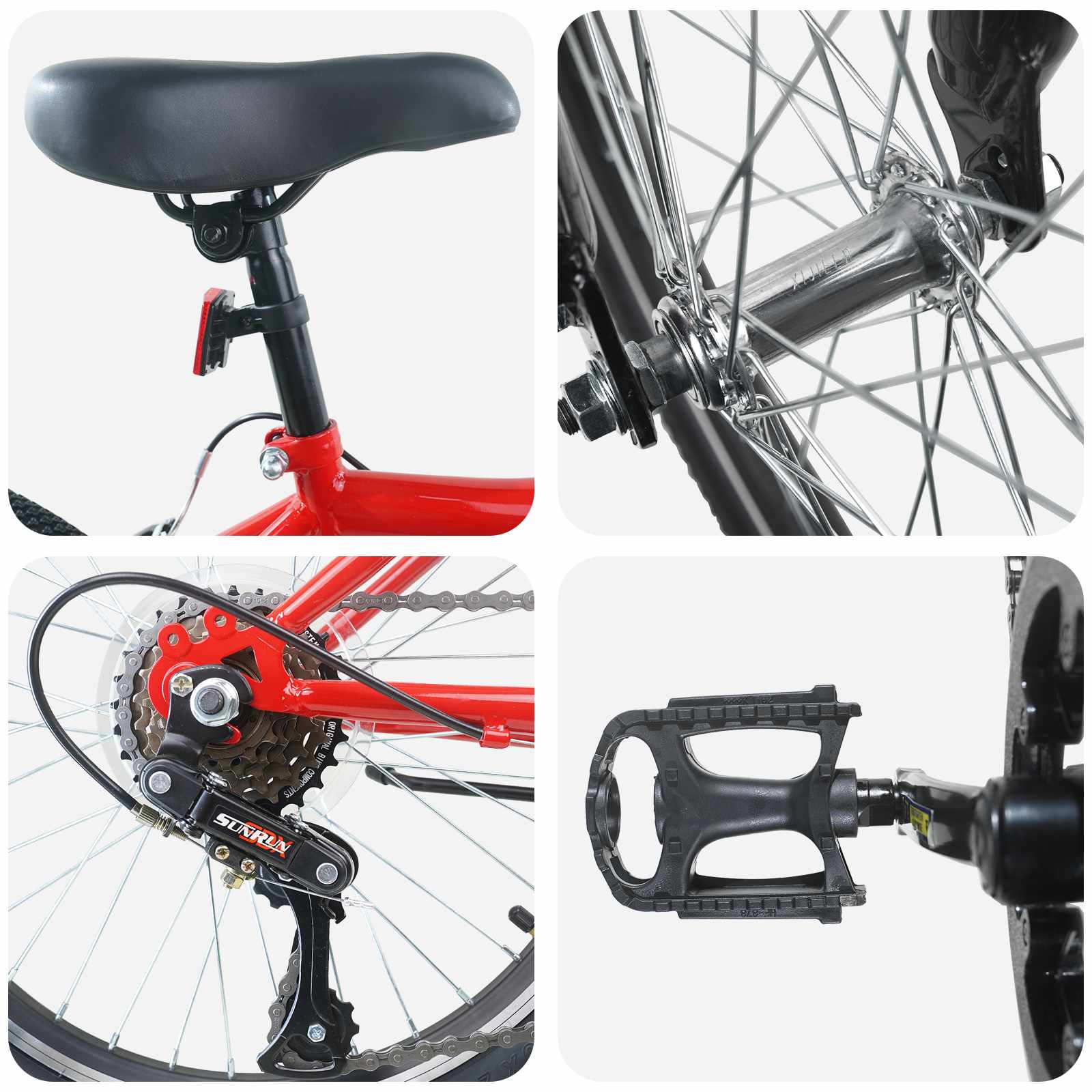 Dječji Bicikl 24 Inča 6-Speed za djecu od 8 do 12 godina Crvena