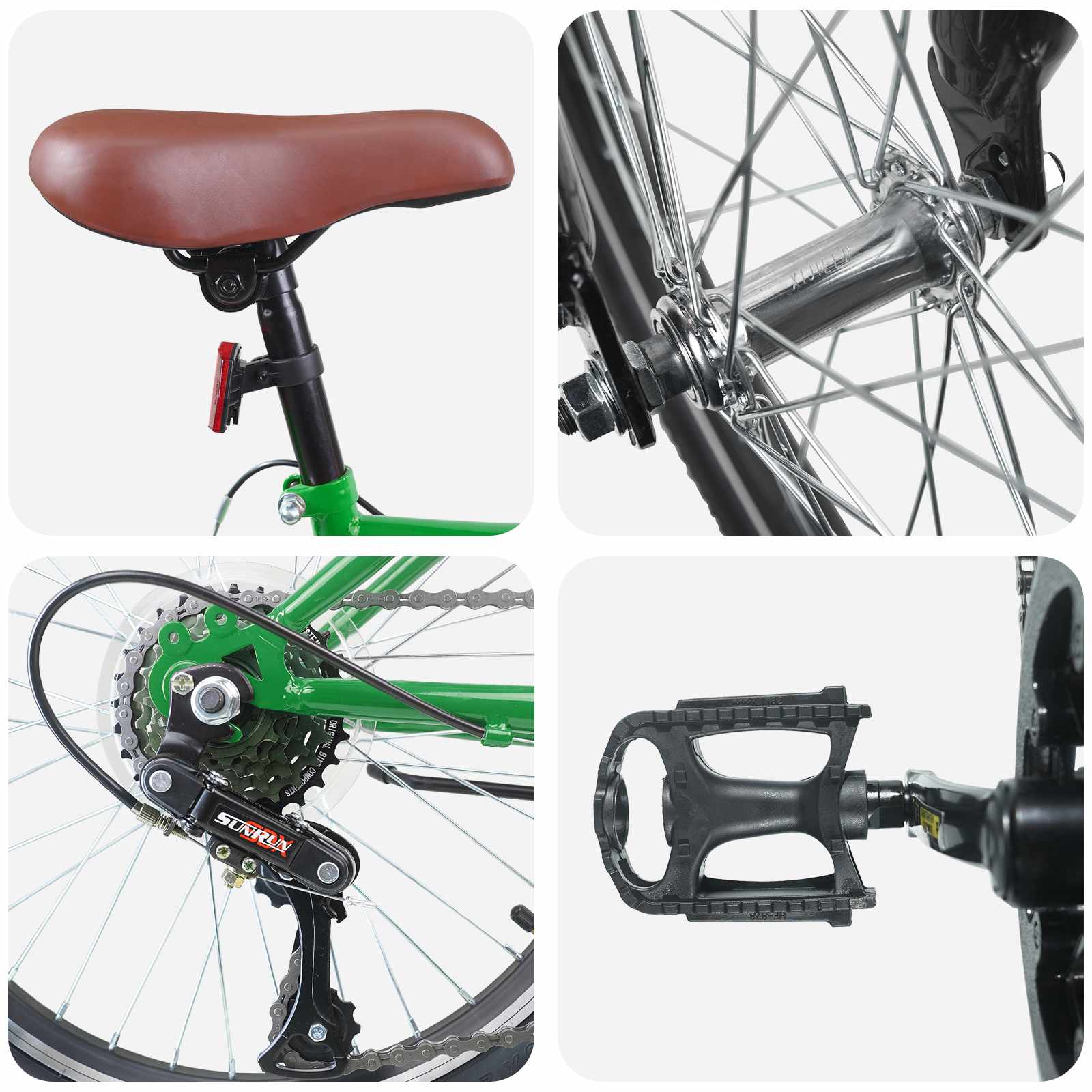 Dječji Bicikl 24 Inča 6-Speed za djecu od 8 do 12 godina Zelena