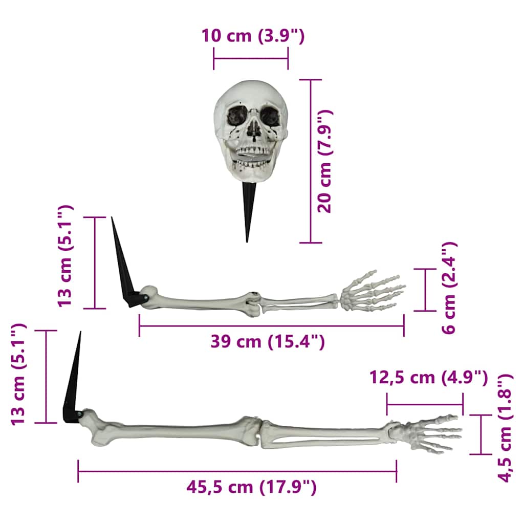 Halloween Skelet sa Šiljcima za Tlo Bijelo 45,5 x 13 cm