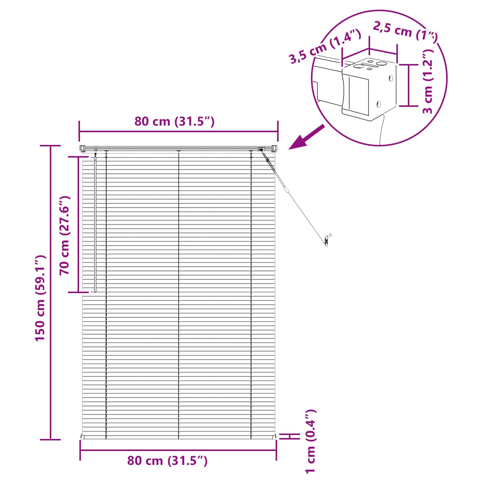 Venecijanska roleta Srebrno Siva 150 x 80 cm PVC