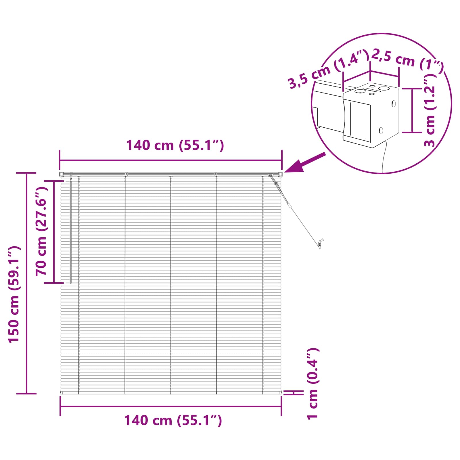 Venecijanska roleta Srebrno Siva 150 x 140 cm PVC