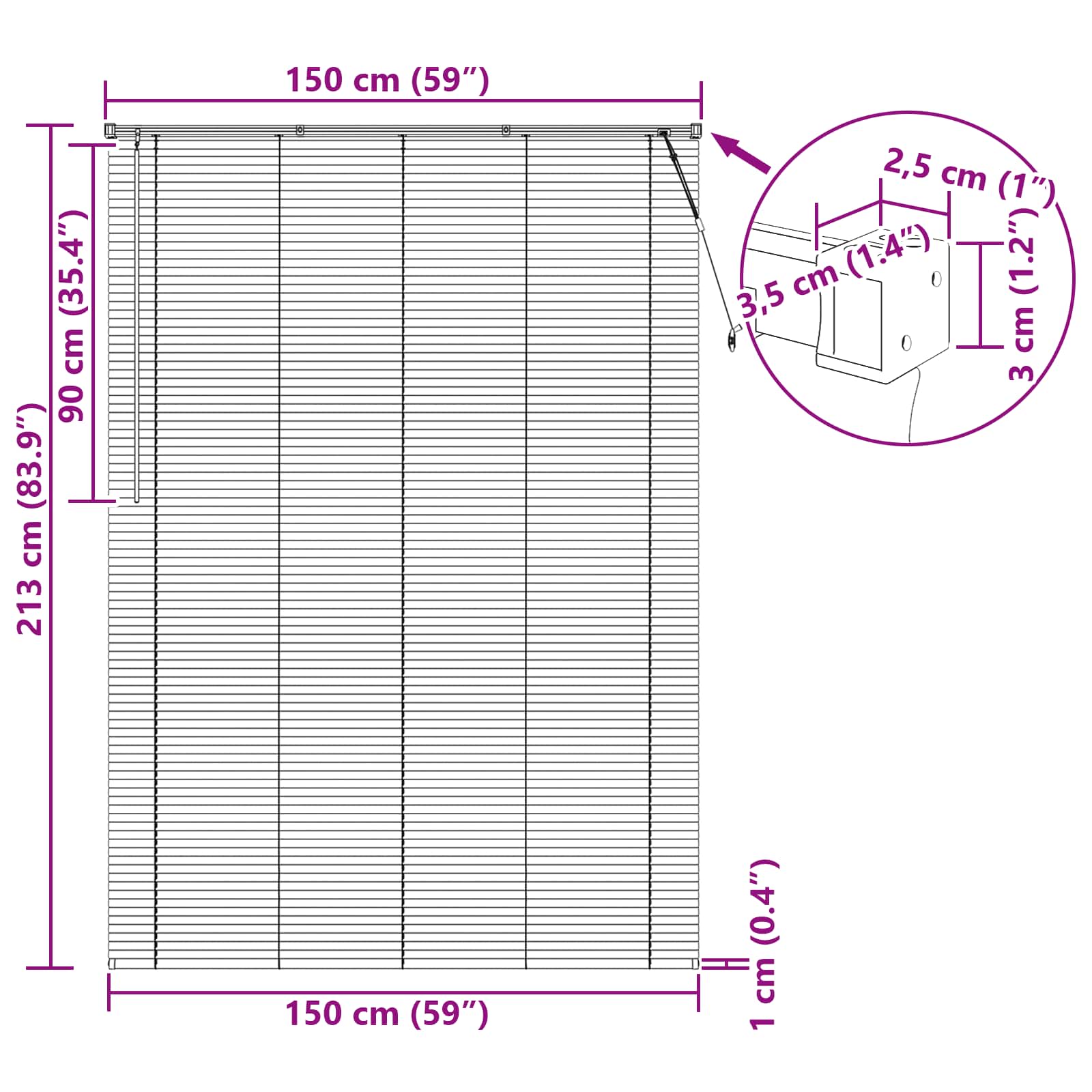 Venecijanska roleta Srebrno Siva 213 x 150 cm PVC