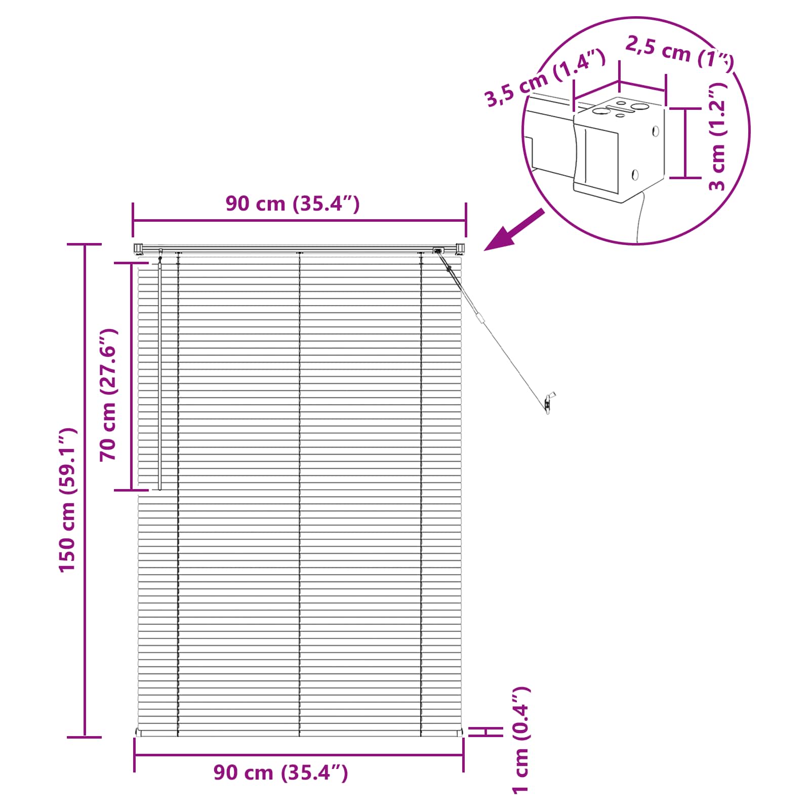 Venecijanska roleta Crna 150 x 90 cm PVC