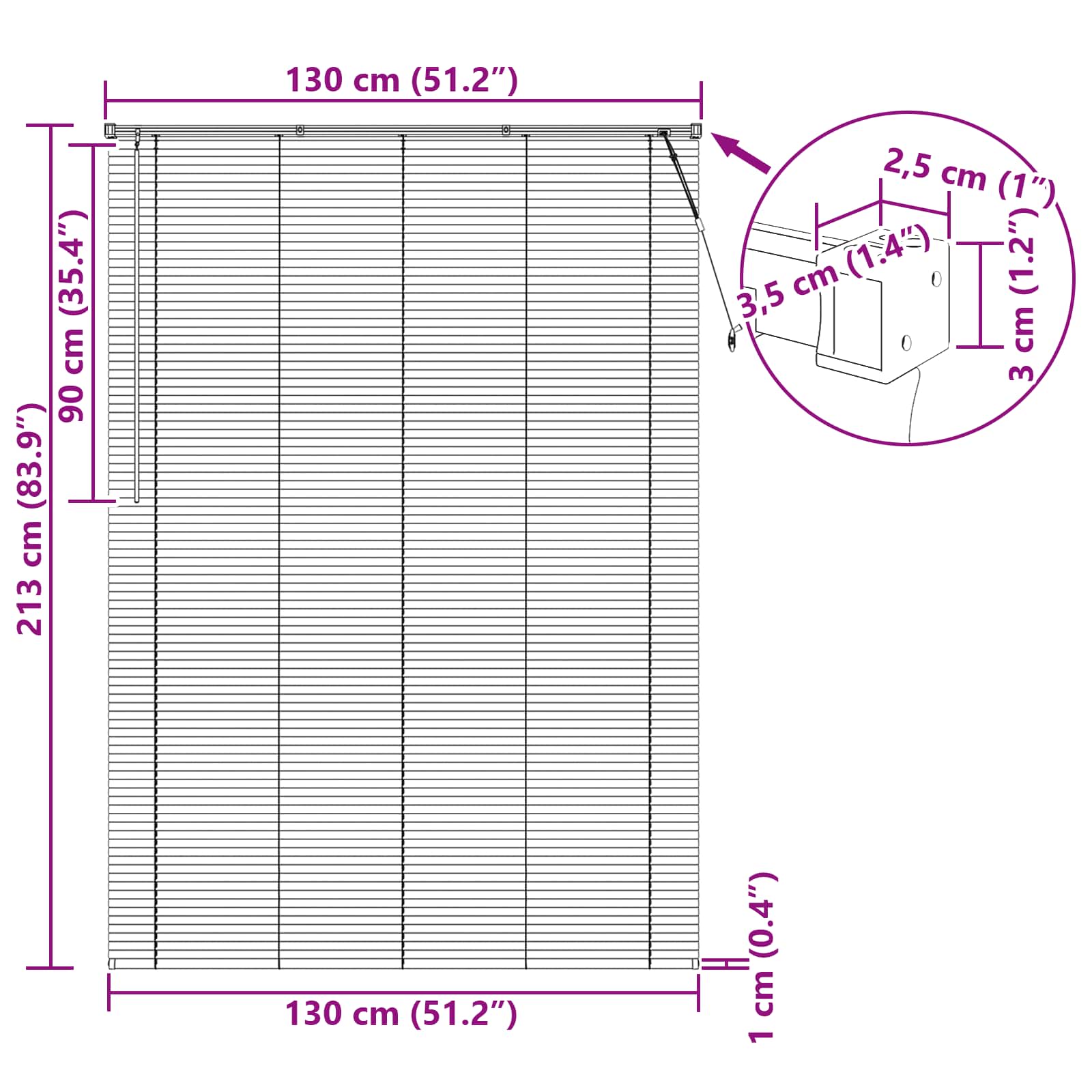 Venecijanska roleta Crna 213 x 130 cm PVC