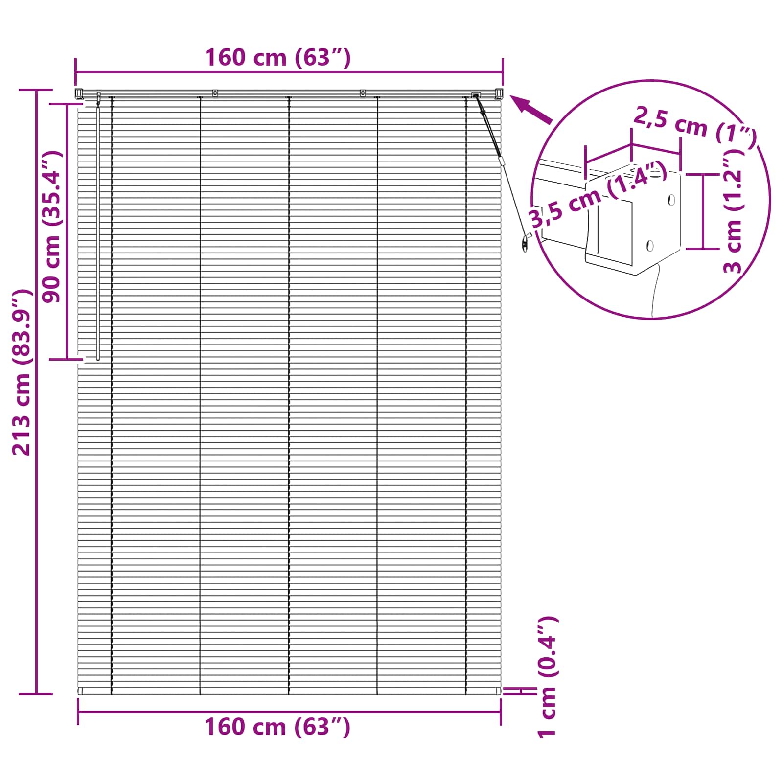 Venecijanska roleta Crna 213 x 160 cm PVC