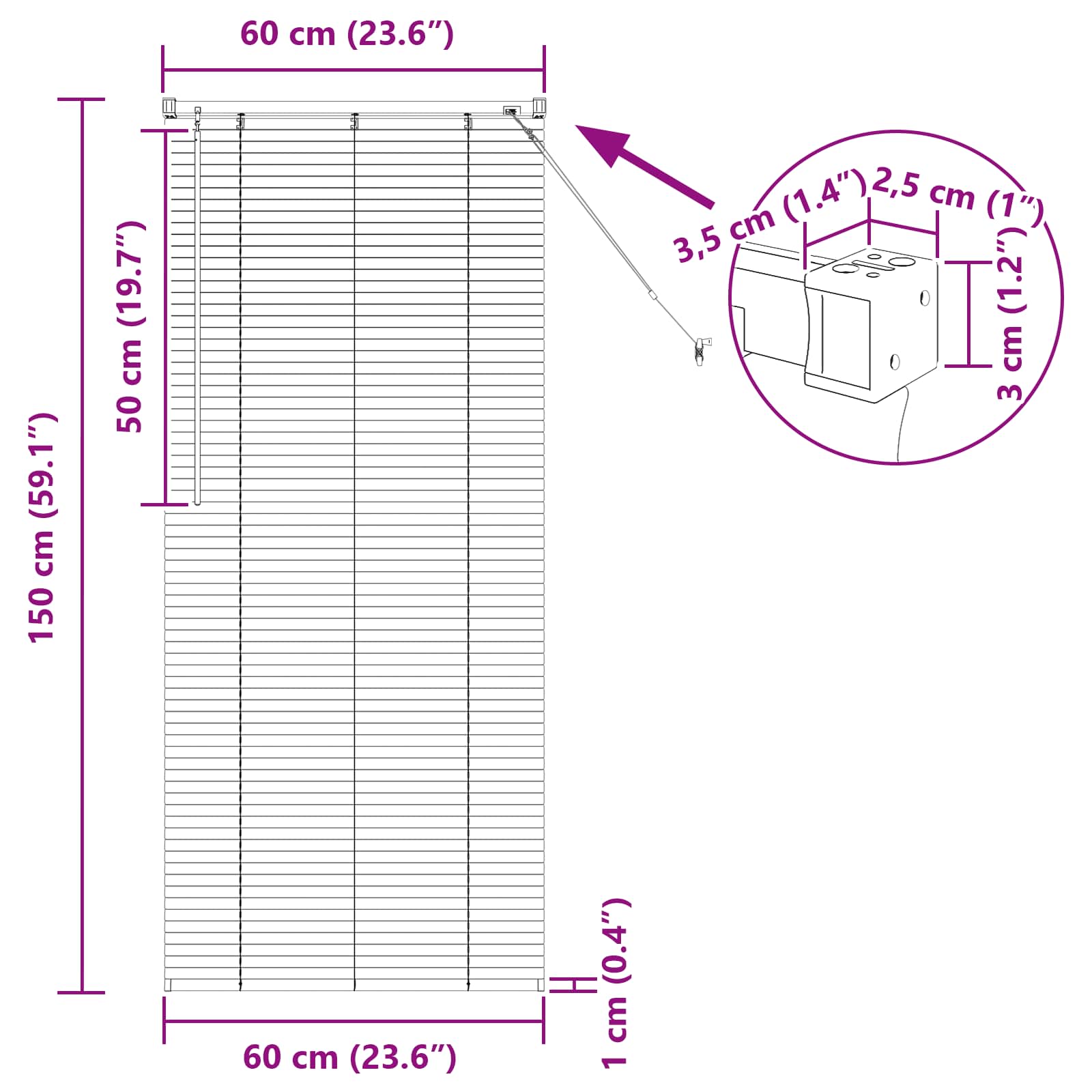 Venecijanska roleta Svijetlo smeđa s uzorkom 150 x 60 cm PVC