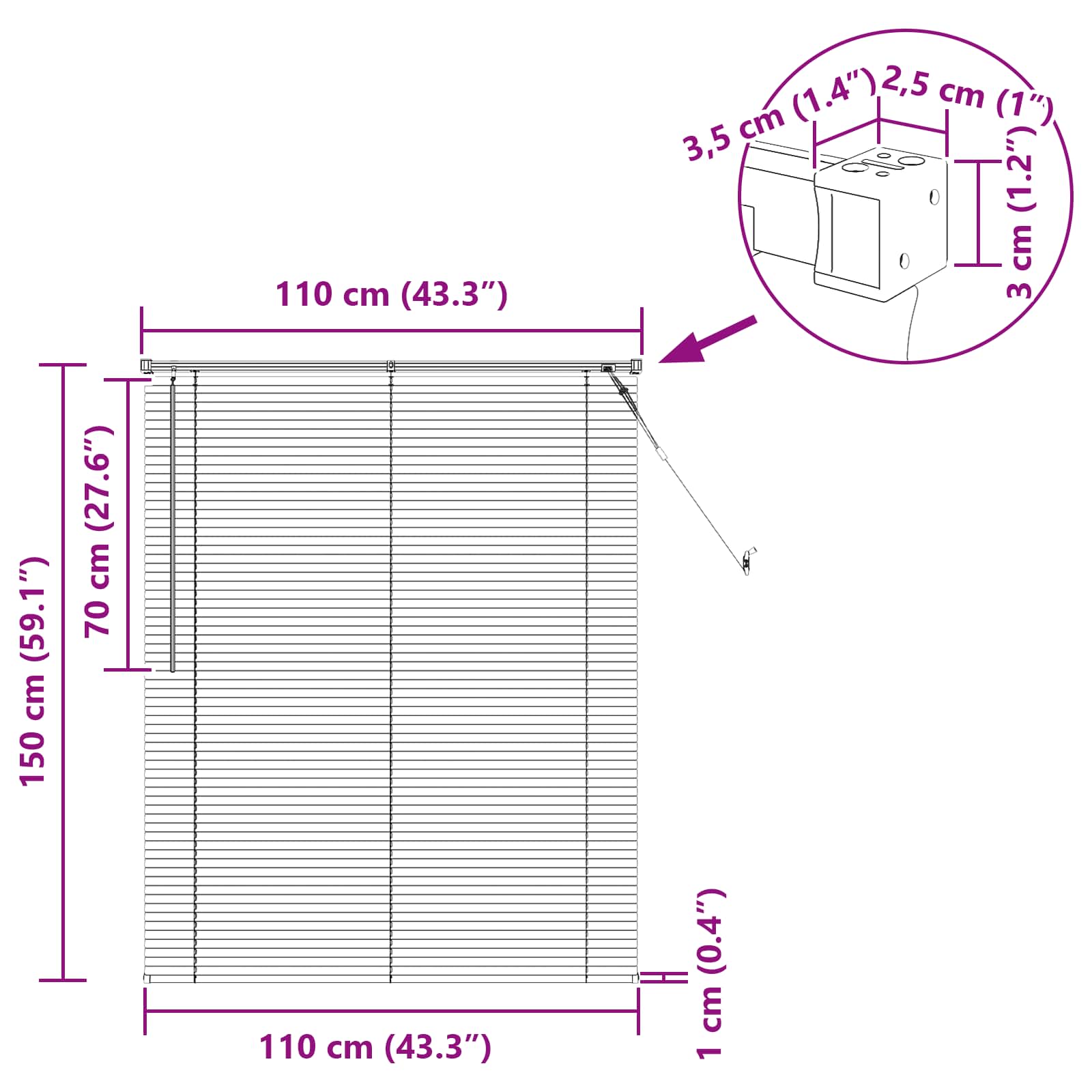 Venecijanska roleta Svijetlo smeđa s uzorkom 150 x 110 cm PVC