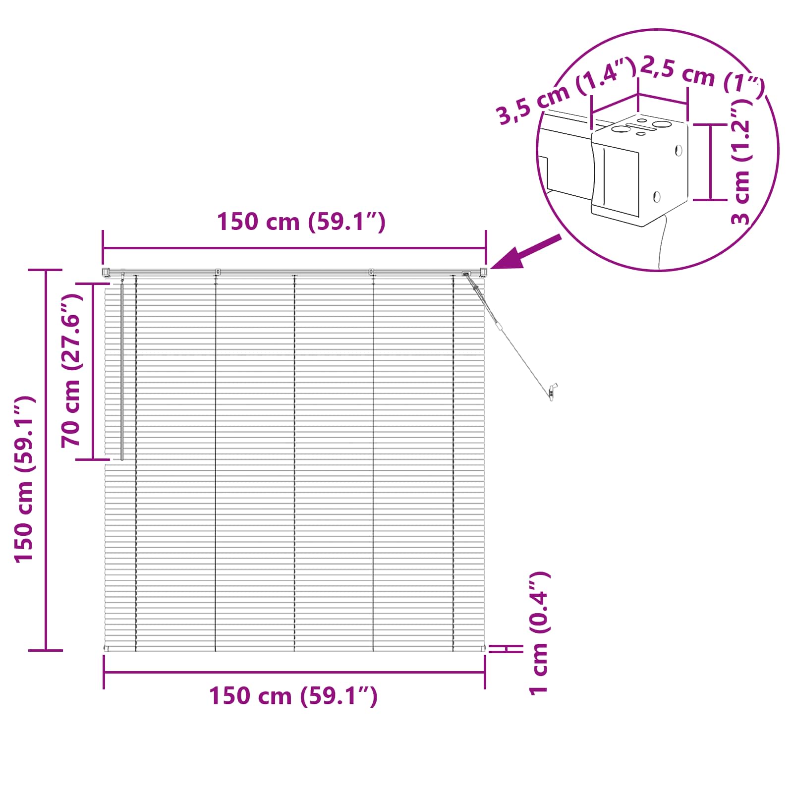 Venecijanska roleta Svijetlo smeđa s uzorkom 150 x 150 cm PVC