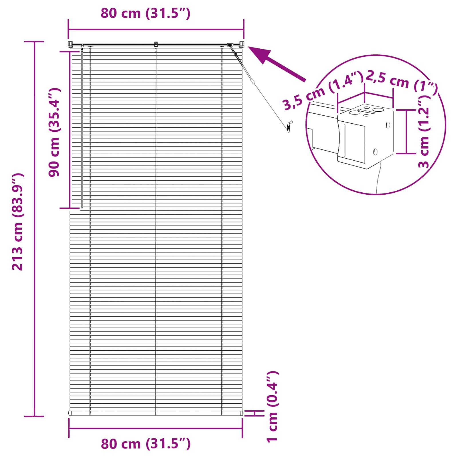 Venecijanska roleta Svijetlo smeđa s uzorkom 213 x 80 cm PVC