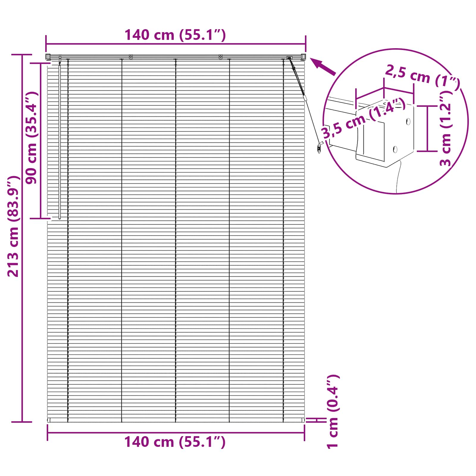 Venecijanska roleta Svijetlo smeđa s uzorkom 213 x 140 cm PVC