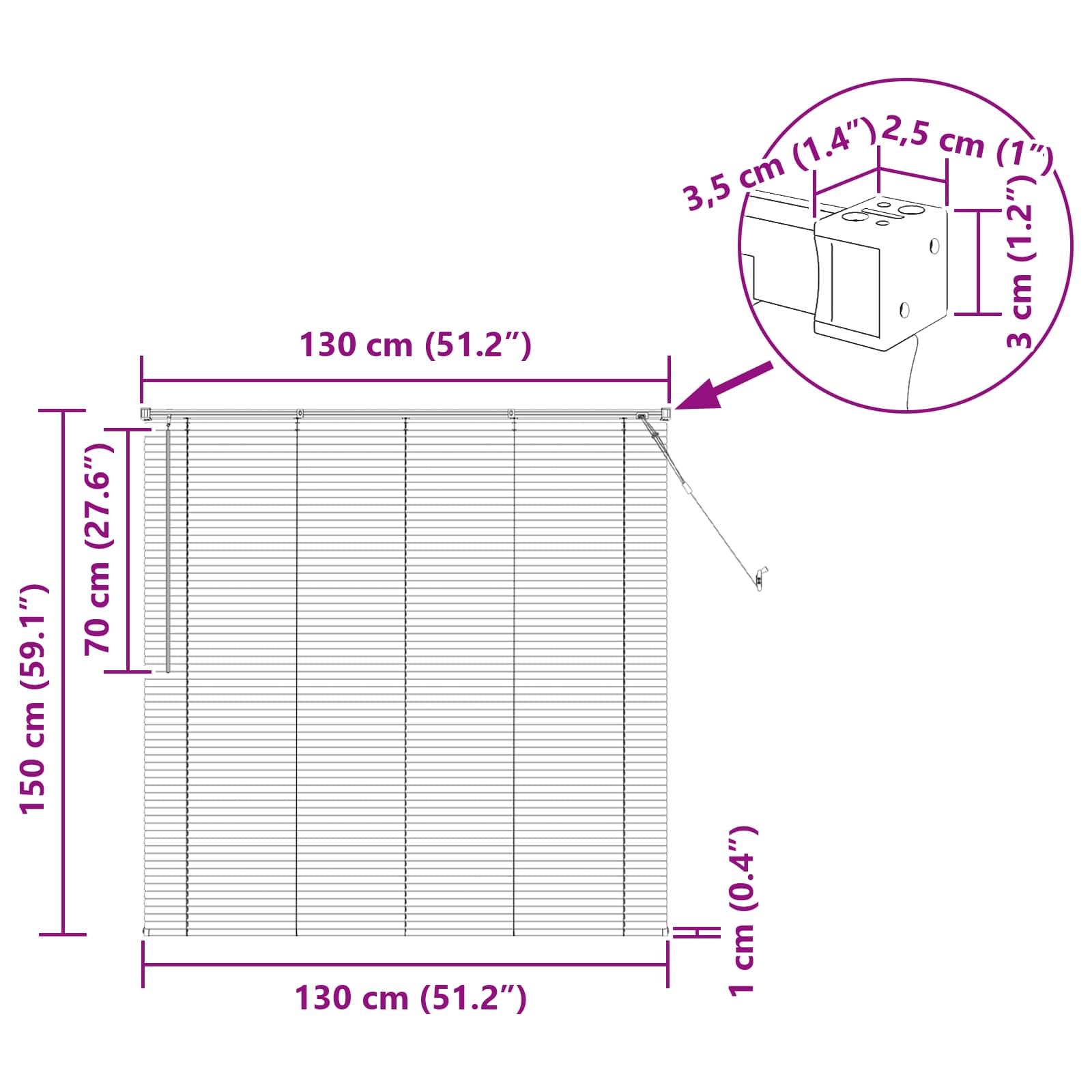 Venecijanska roleta Tamno smeđa s uzorkom 150 x 130 cm PVC