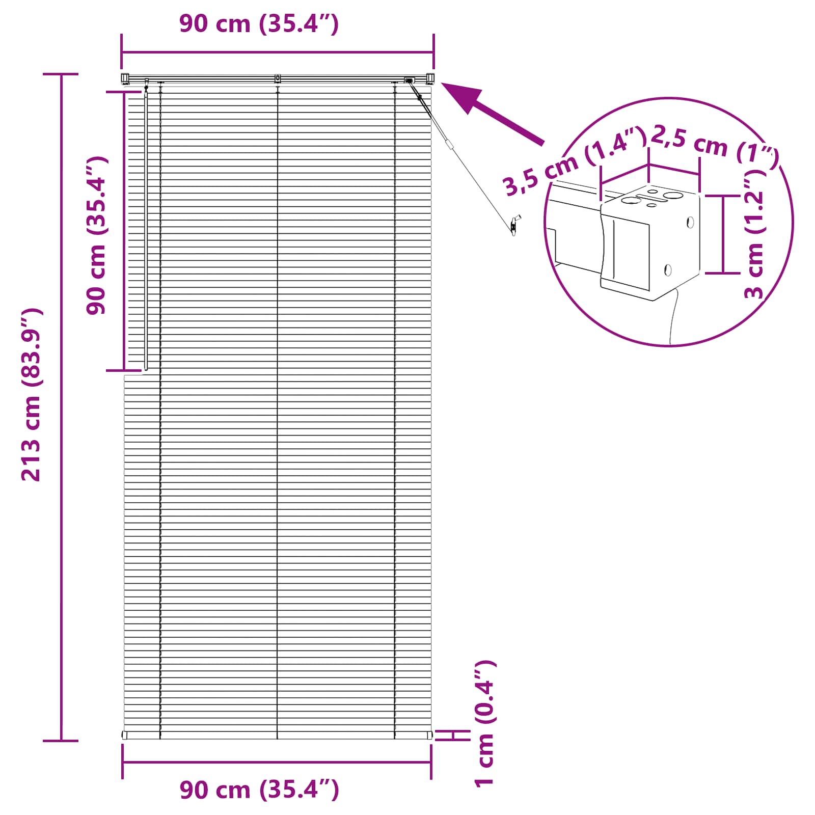 Venecijanska roleta Tamno smeđa s uzorkom 213 x 90 cm PVC