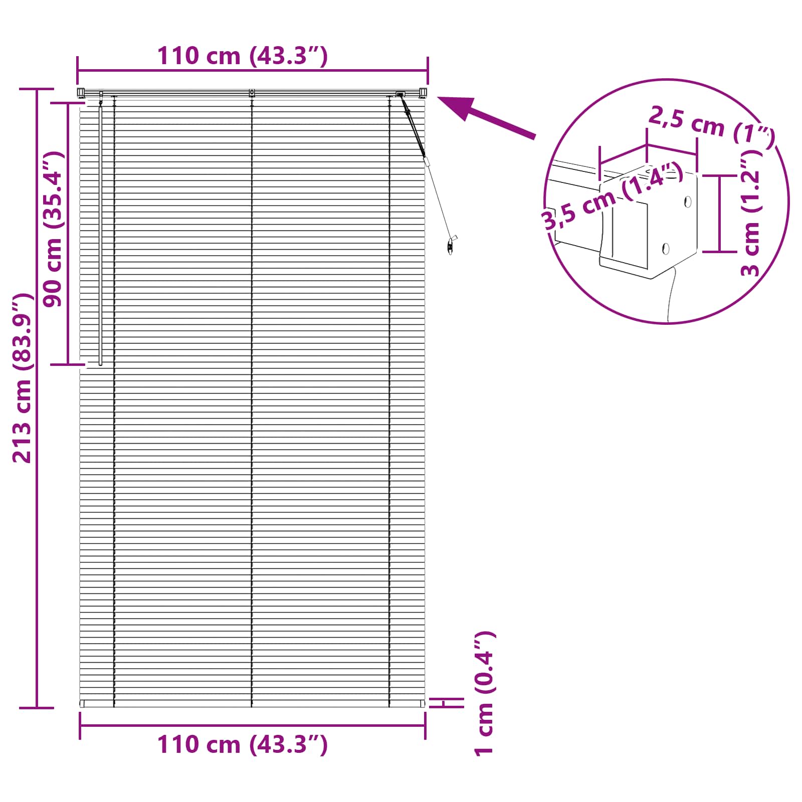 Venecijanska roleta Tamno smeđa s uzorkom 213 x 110 cm PVC