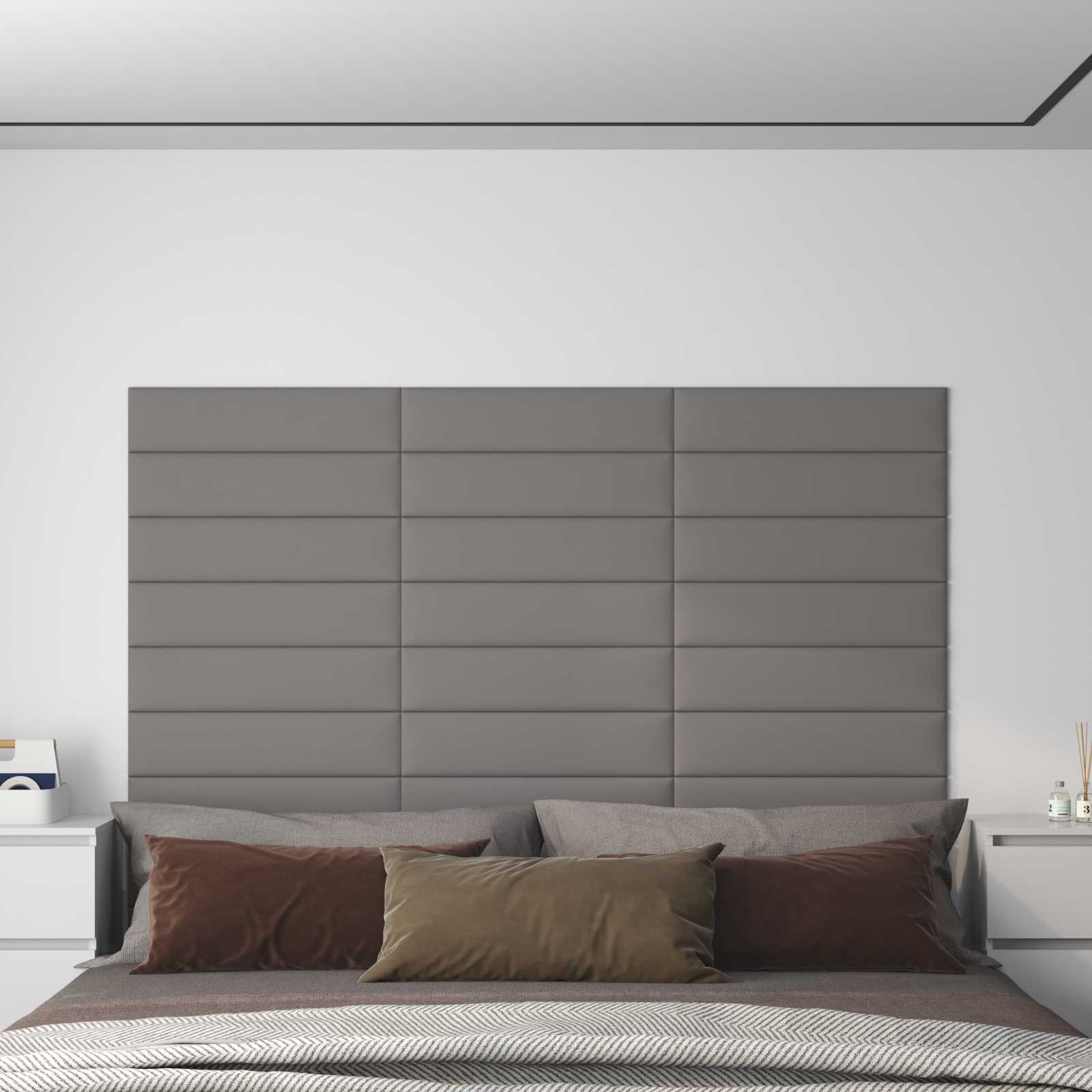 Zidna uzglavlja 12 pcs Svijetlo siva 60 x 15 cm tkanina