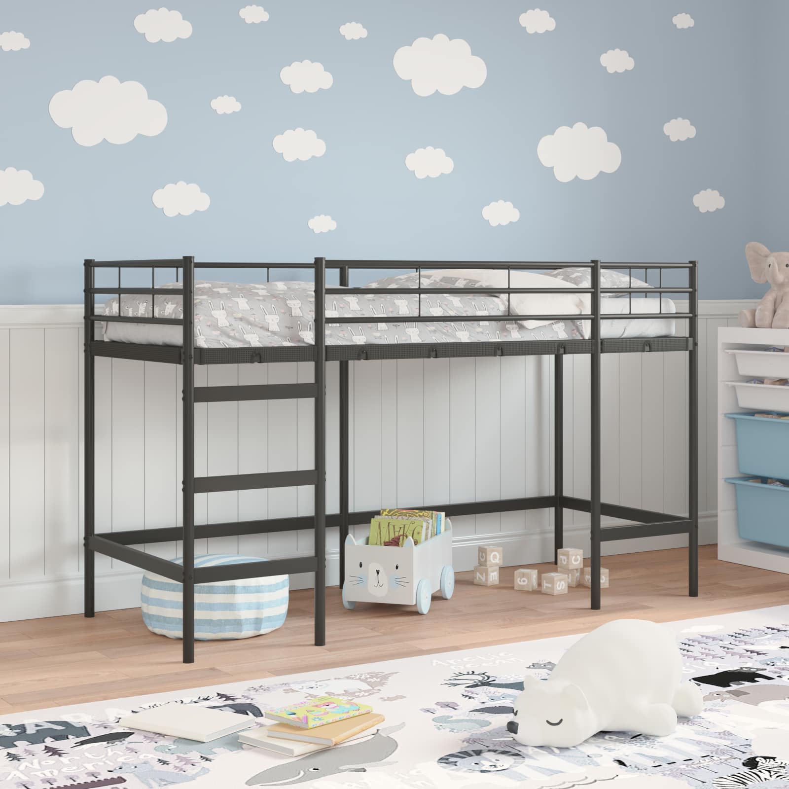 Okvir Krevet za Dječji Loft Crna 74,5 x 190 cm Čelik