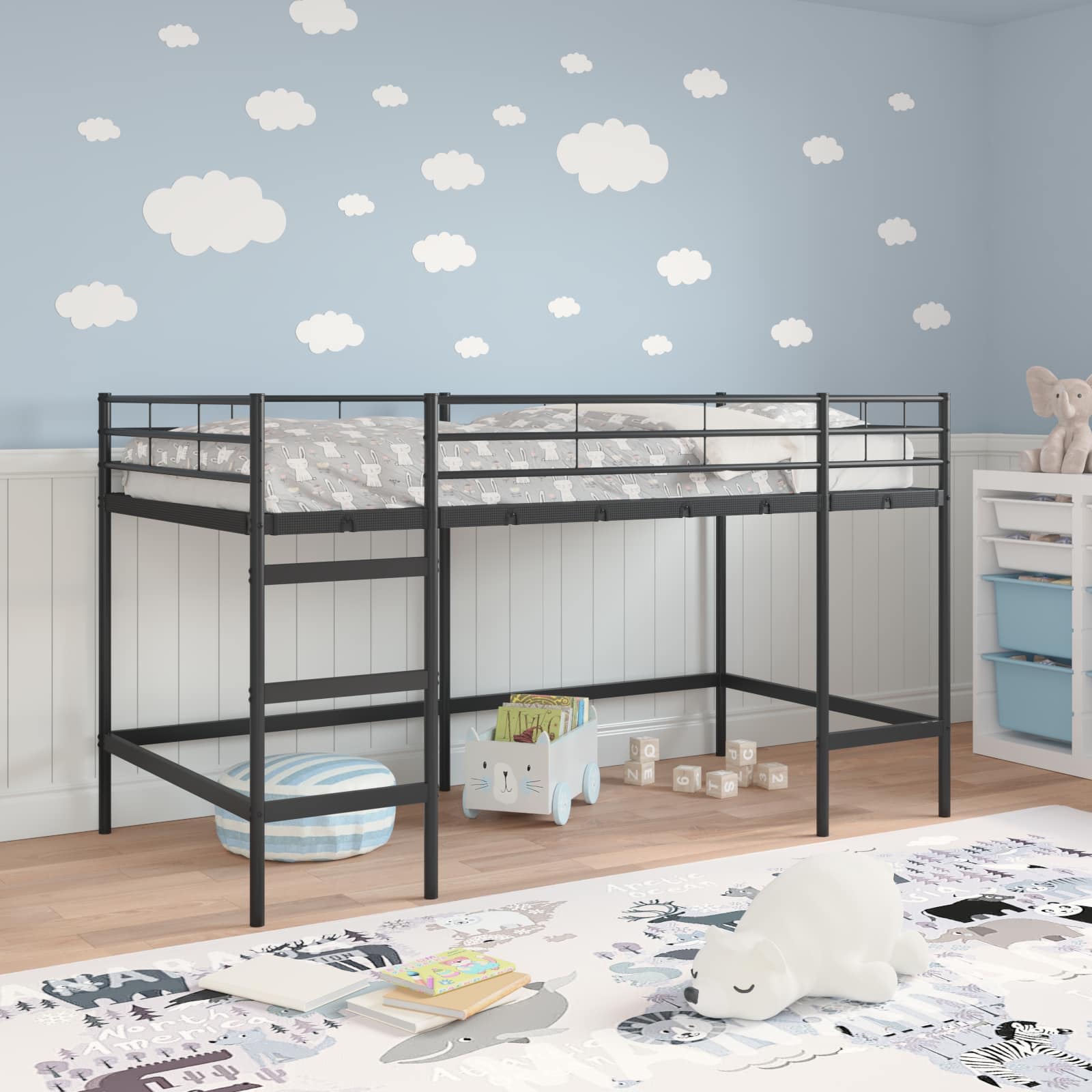 Okvir Krevet za Dječji Loft Crna 90 x 200 cm Čelik