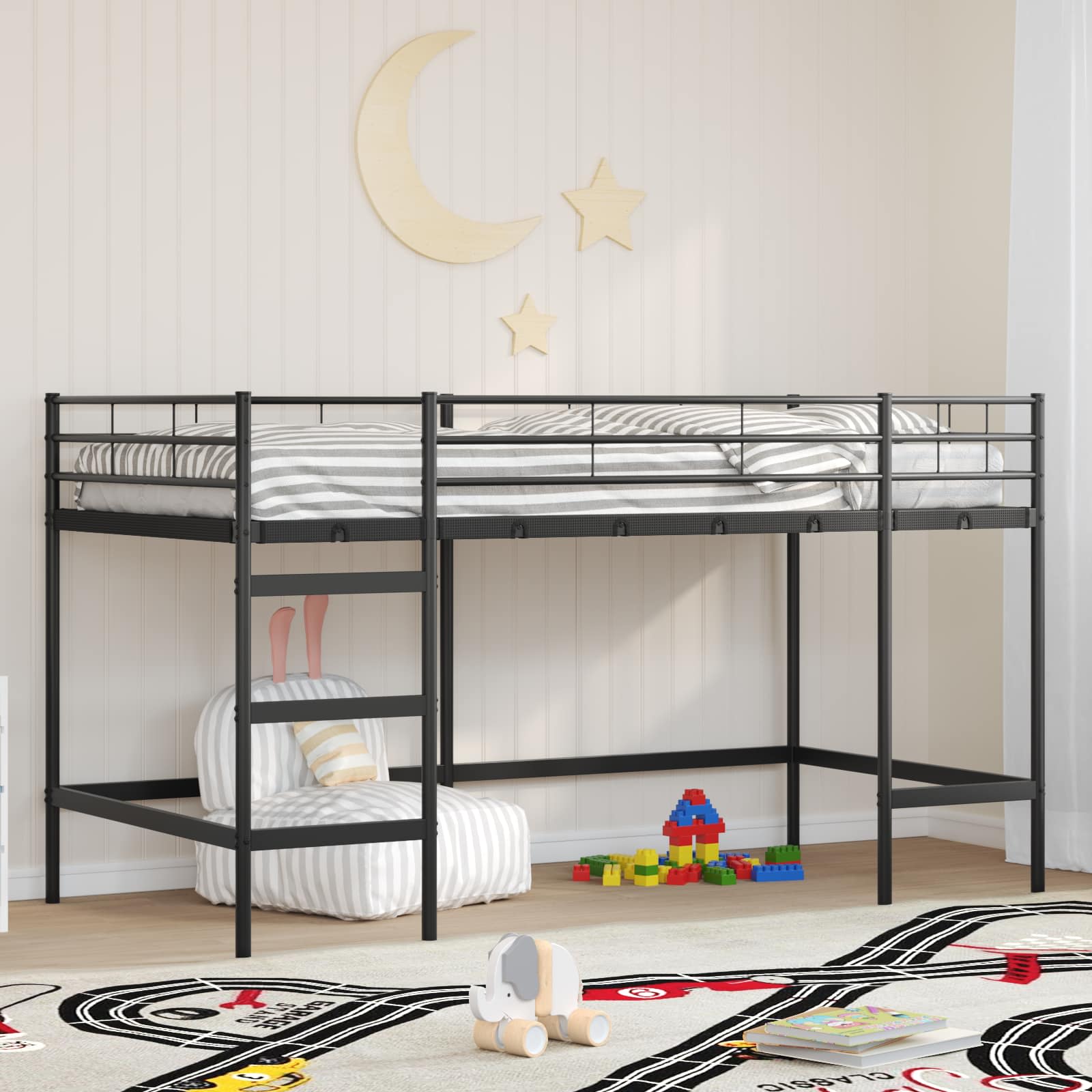 Okvir Krevet za Dječji Loft Crna 107 x 200 cm Čelik