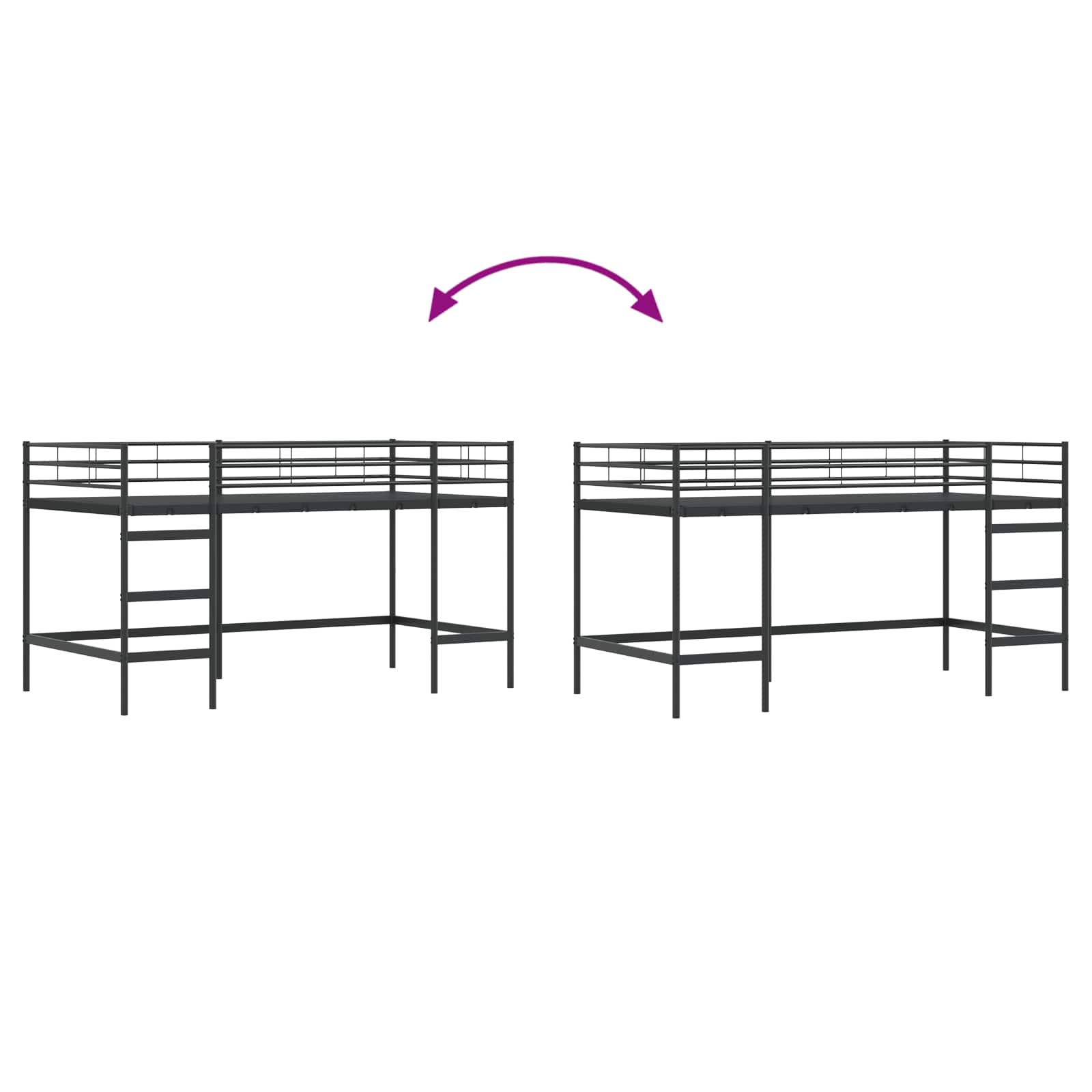 Okvir Krevet za Dječji Loft Crna 107 x 200 cm Čelik