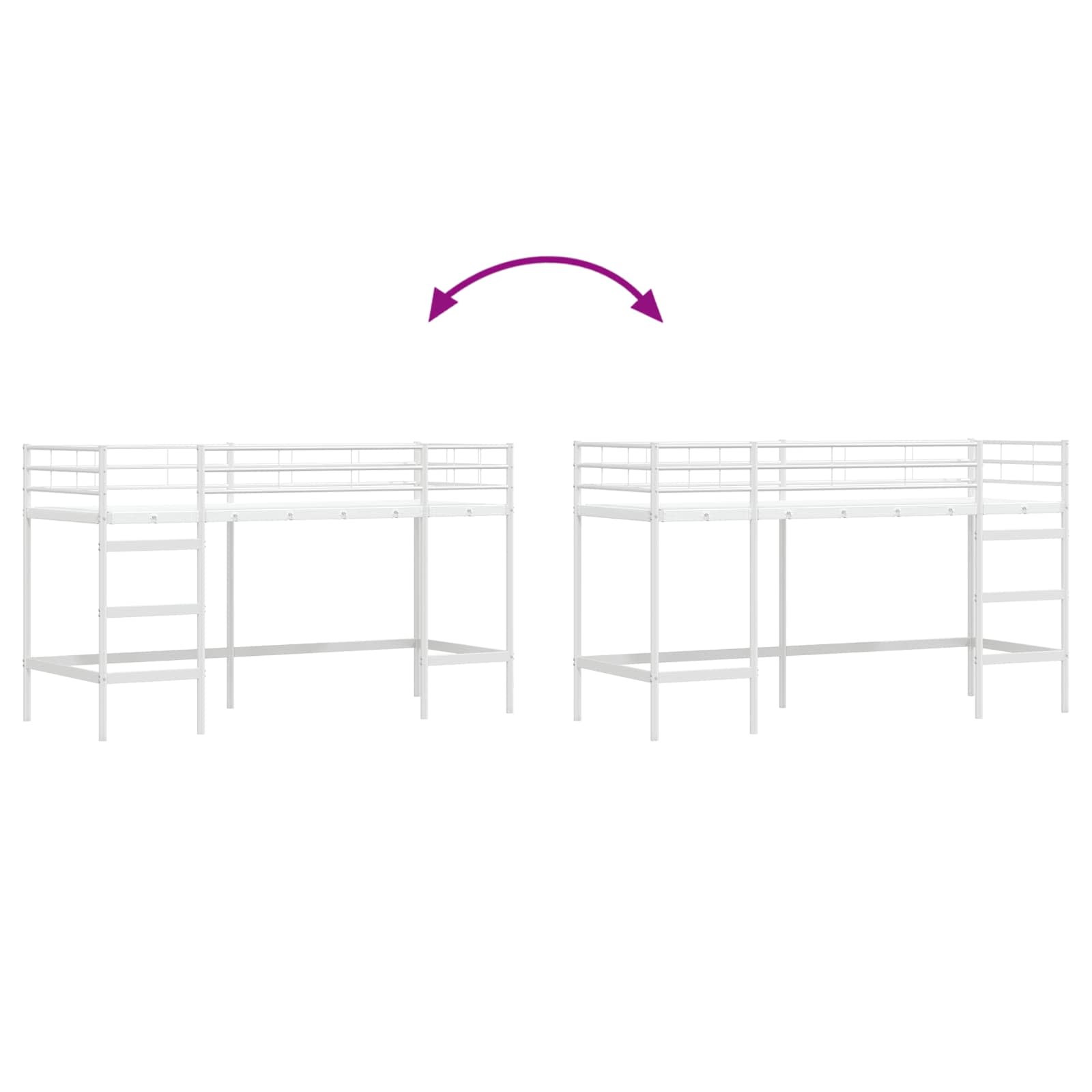 Okvir Krevet za Dječji Loft Bijelo 74,5 x 190 cm Čelik