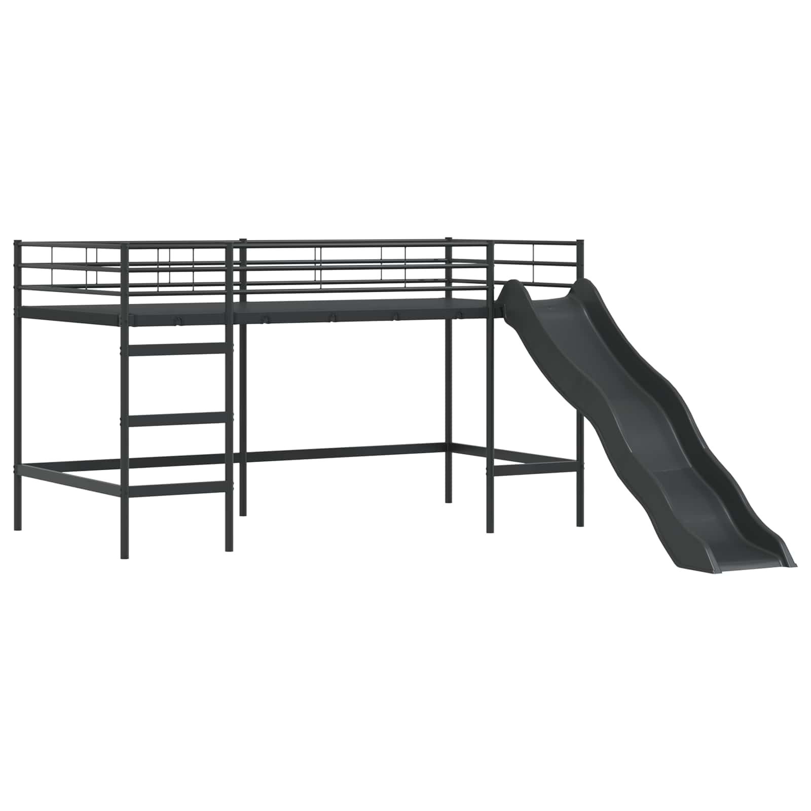 Krevet na kat za djecu s toboganom Crna i antracit 80 x 200 cm