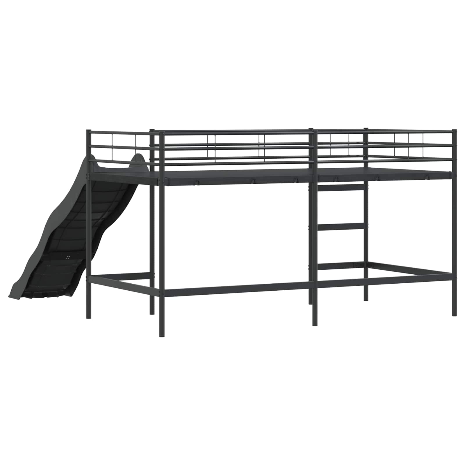 Krevet na kat za djecu s toboganom Crna i antracit 100 x 200 cm