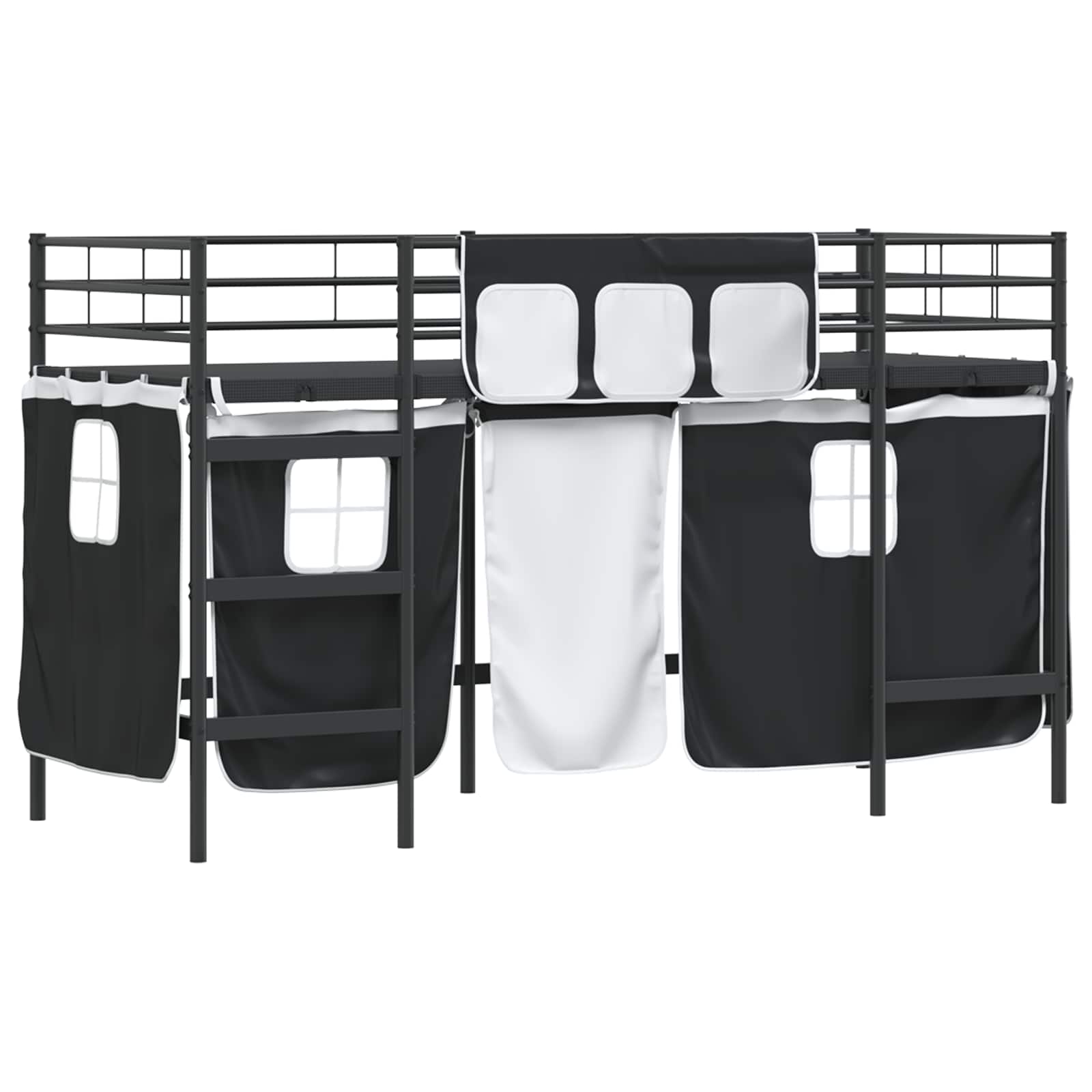 Krevet na kat za djecu s zavjesama Crna 75 x 190 cm