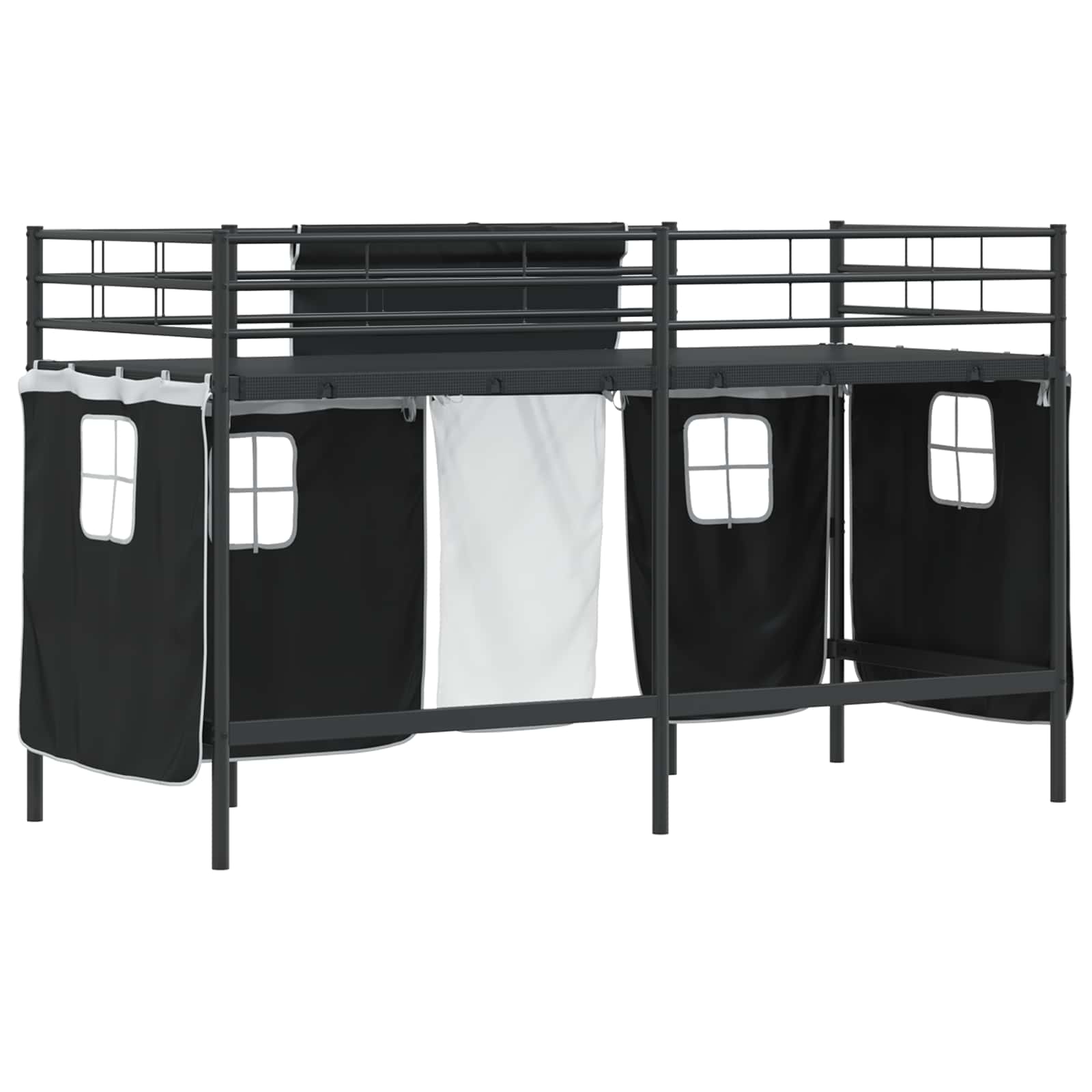 Krevet na kat za djecu s zavjesama Crna 75 x 190 cm