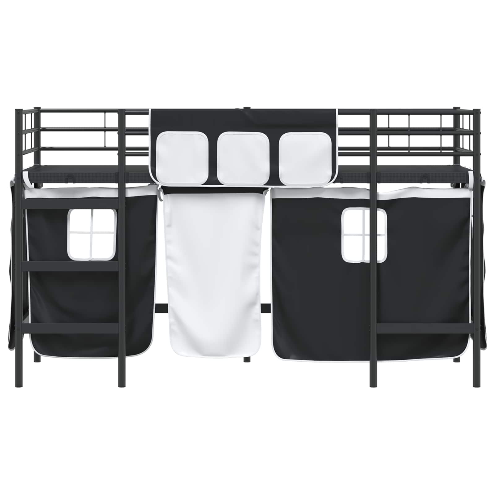 Krevet na kat za djecu s zavjesama Crna 90 x 190 cm