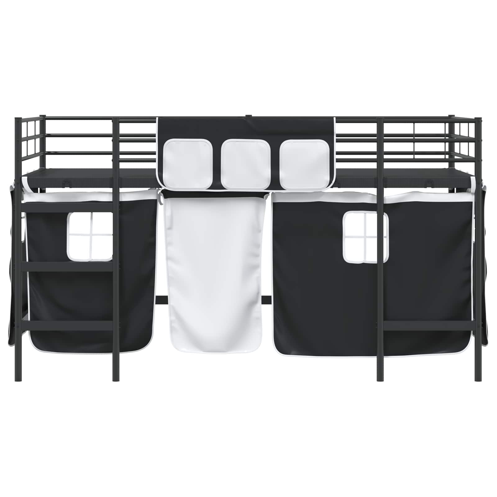 Krevet na kat za djecu s zavjesama Crna 90 x 200 cm