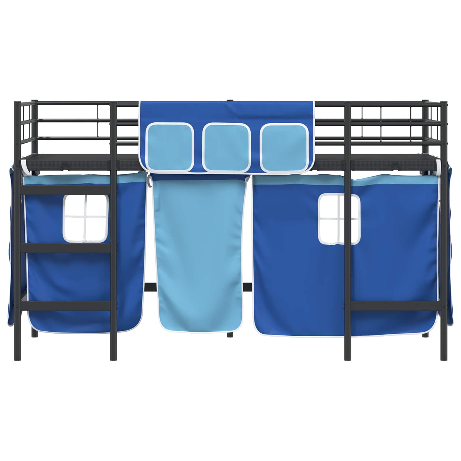 Krevet na kat za djecu s zavjesama Crna i Plava 75 x 190 cm