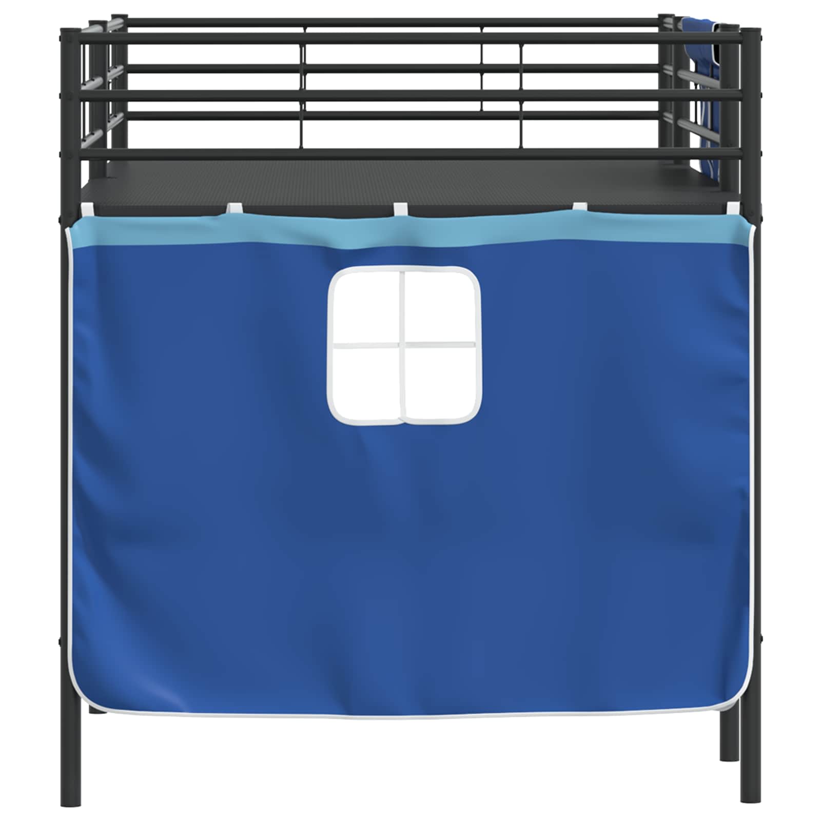 Krevet na kat za djecu s zavjesama Crna i Plava 90 x 200 cm