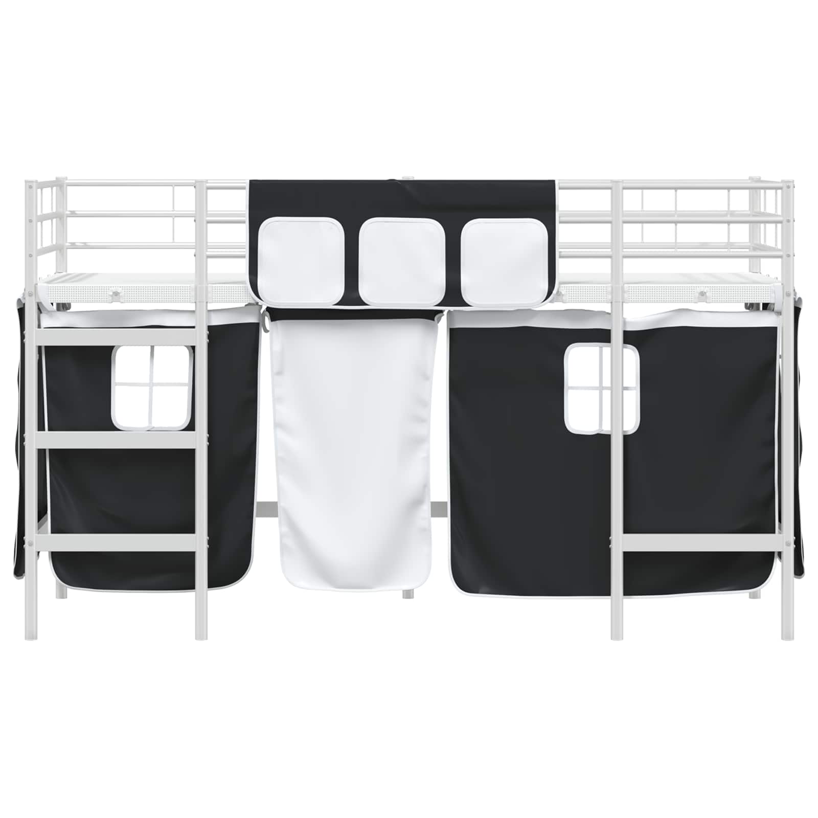 Krevet na kat za djecu s zavjesama Bijela i crna 75 x 190 cm