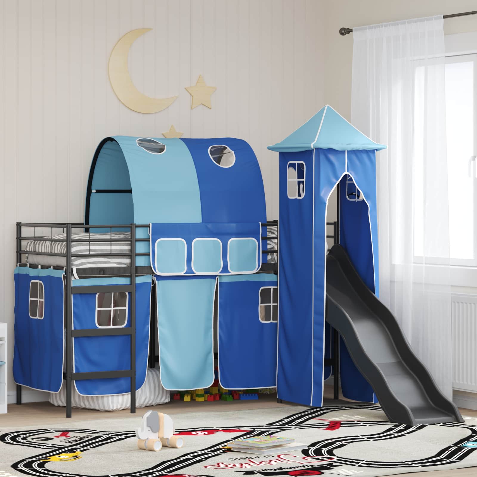 Okvir Krevet za Dječji Loft Crna i Plava 75 x 190 cm Metal