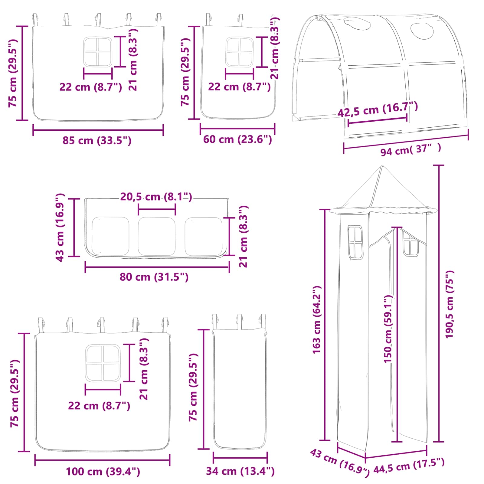 Okvir Krevet za Dječji Loft Crna i Plava 100 x 200 cm Metal